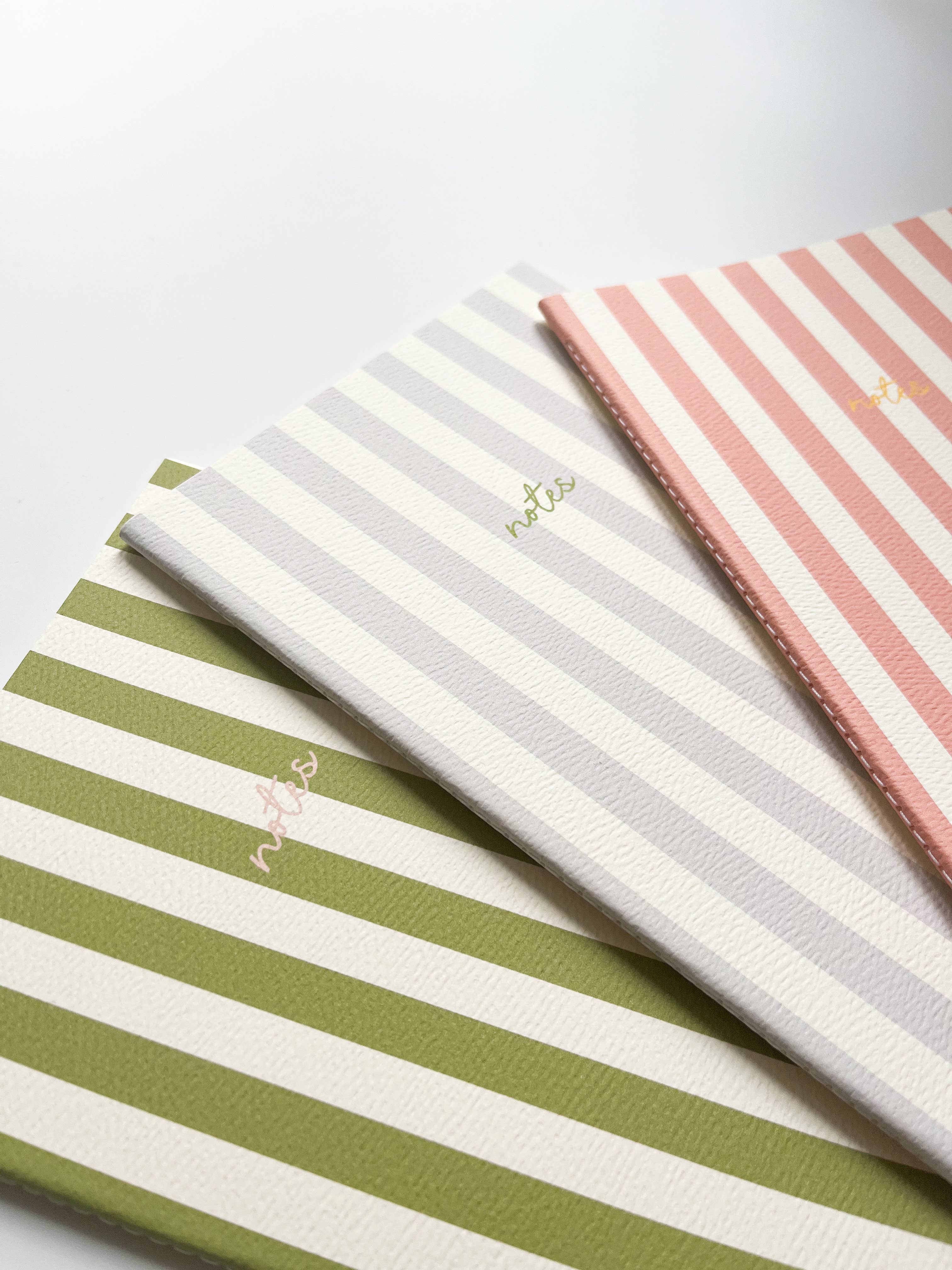 Striped Notebook with Contrast Color: Green / A6