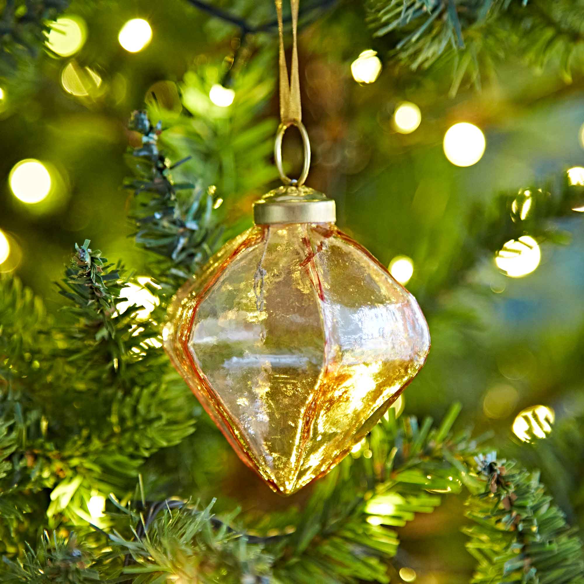 Coloured Recycled Glass Diamond Baubles - Handmade: Purple