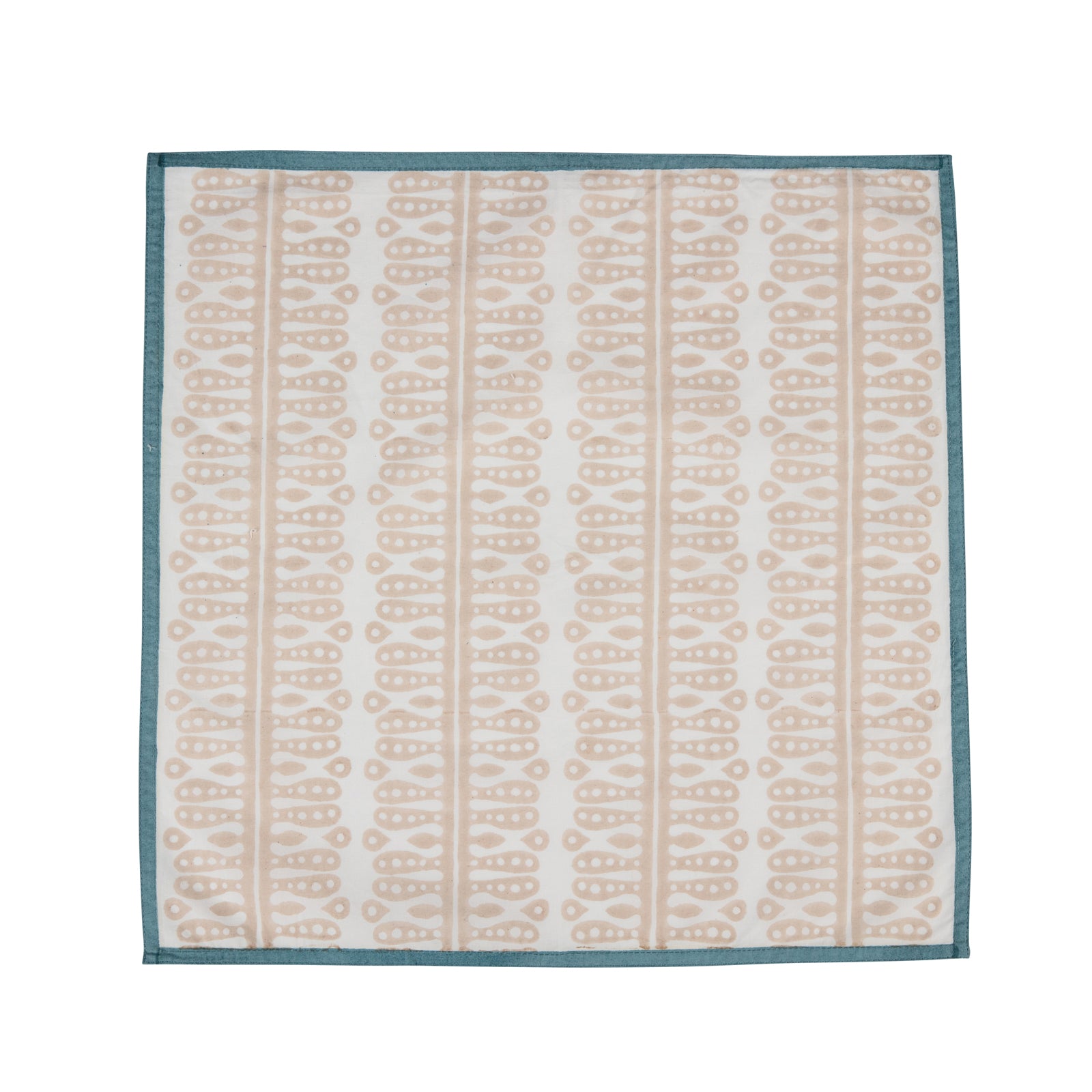 Teal Little Oak Leaf Tablecloth with Putty Border