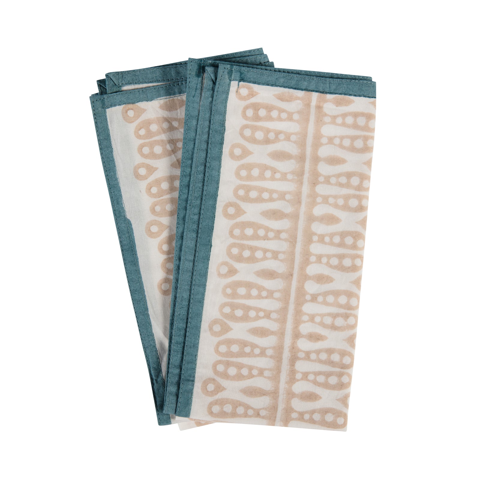Teal Little Oak Leaf Tablecloth with Putty Border