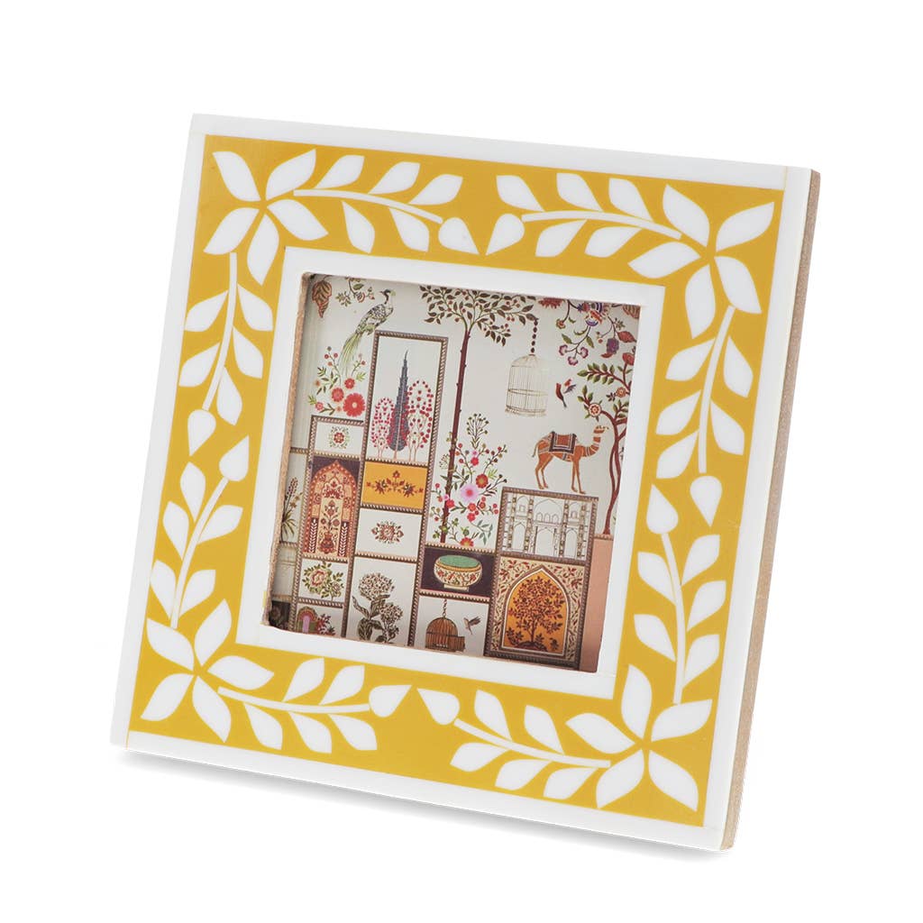 Square resin picture frame (3.5" X 3.5") - Mustard yellow