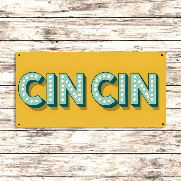 Cin Cin Retro Metal Sign – Italian Cheers Kitchen Wall Decor: 16x8inch