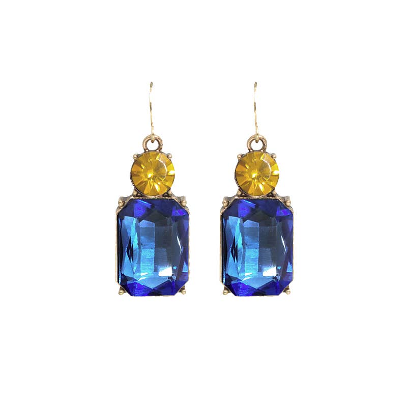 Twin Gem Earring in Azure & Yellow