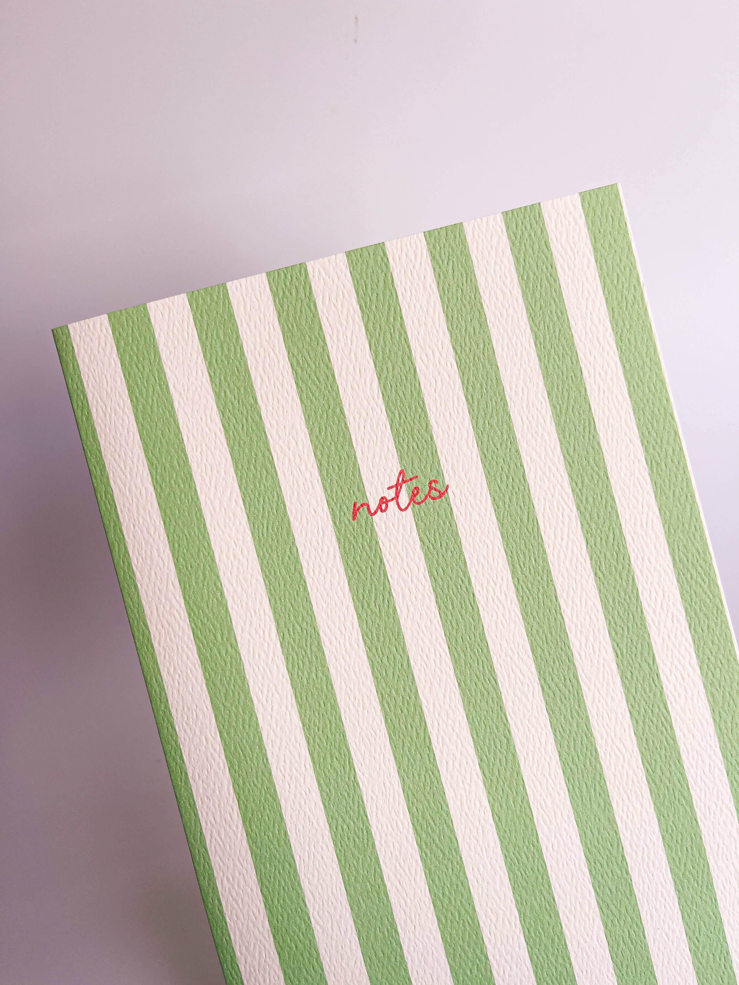Striped Notebook with Contrast Color: Green / A6