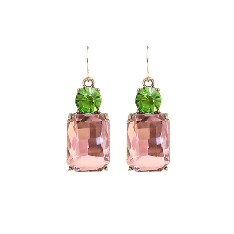 Twin Gem Earring in Pink & Green