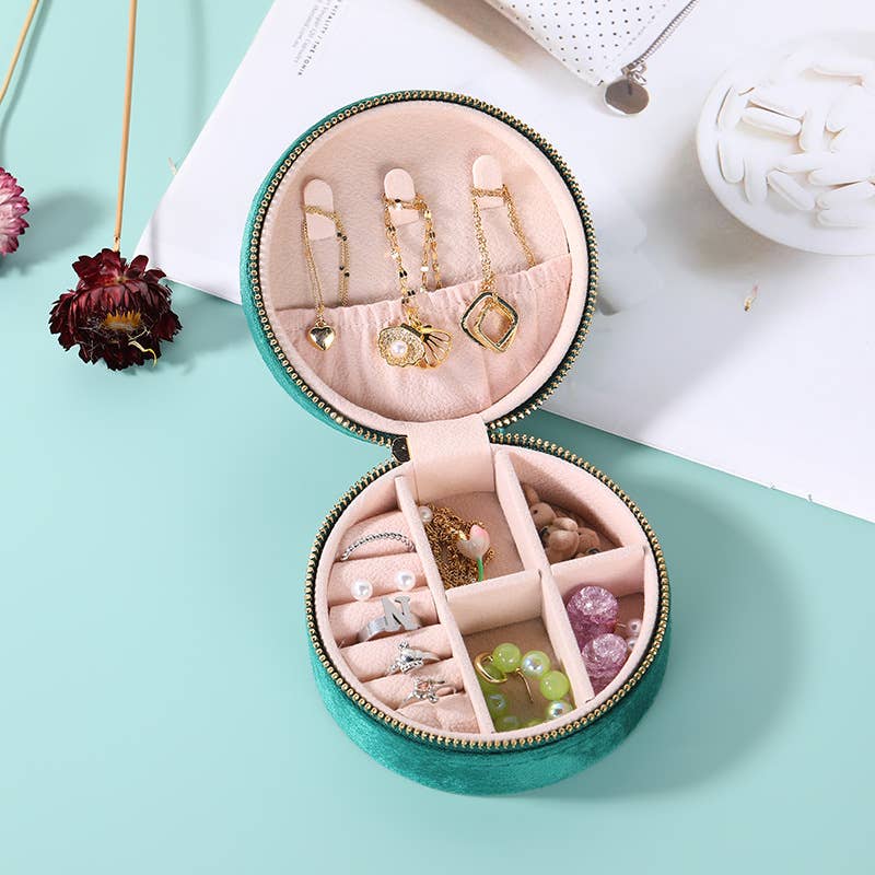 Velvet Jewellery Case in Emerald Green