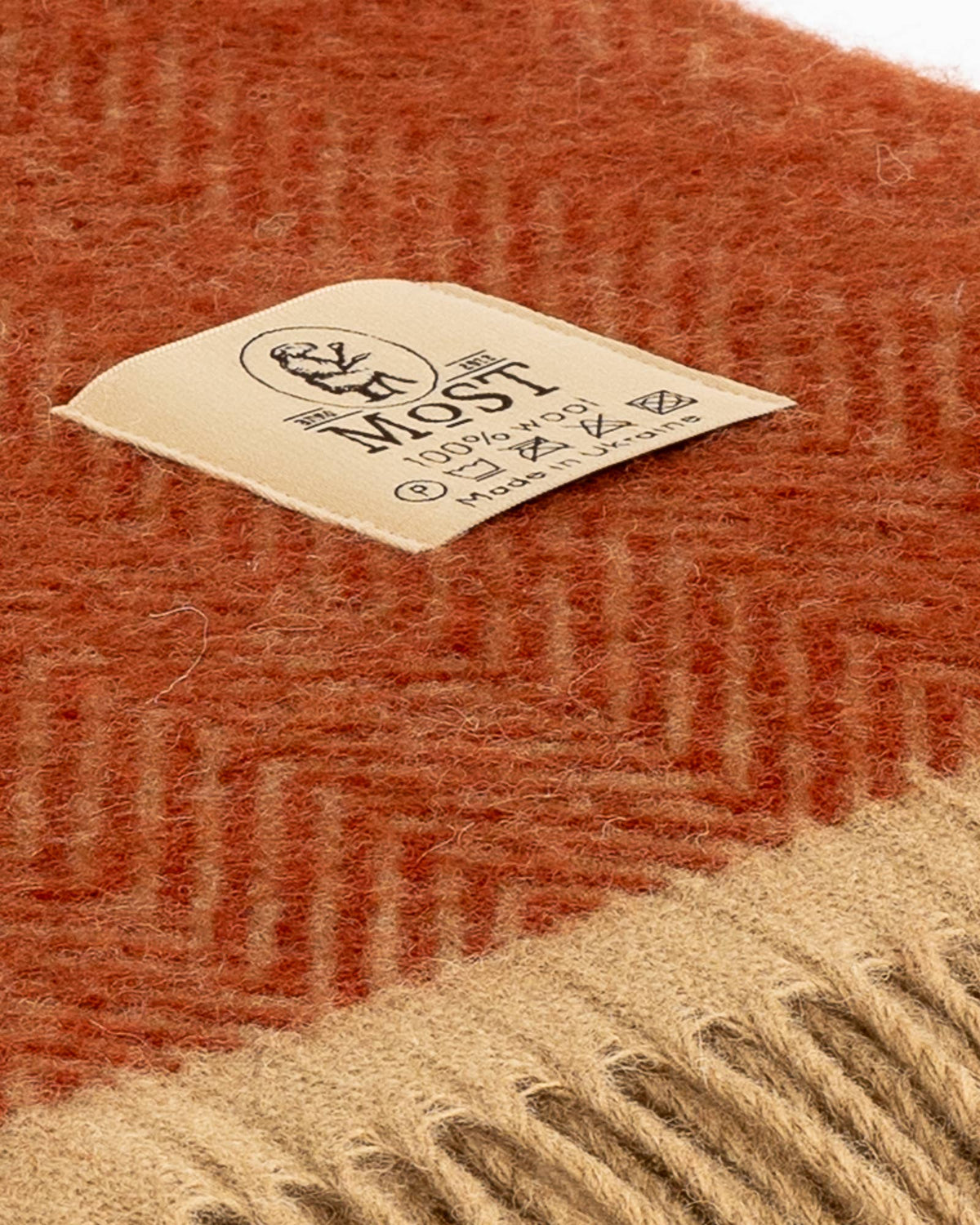 Wool throw blanket Denver Terra dark