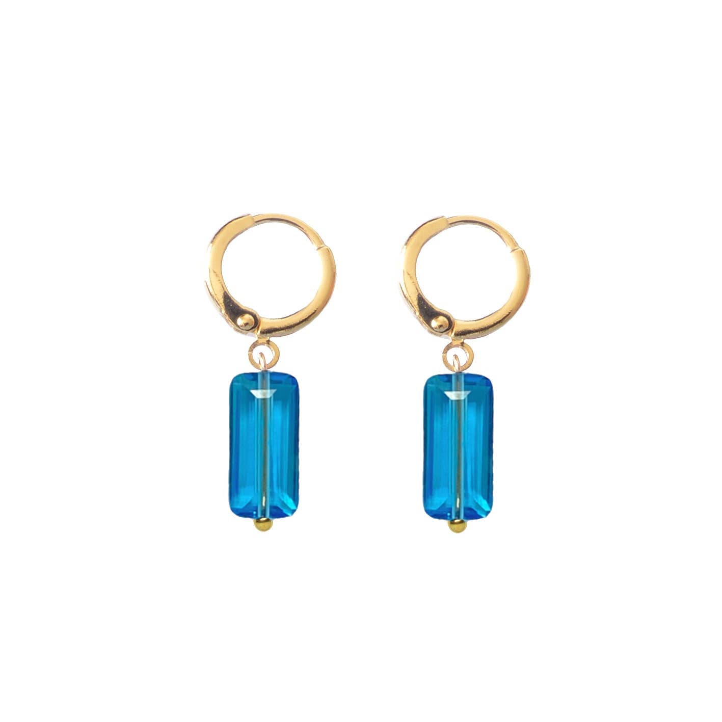 Huggie Hoop in Gold with Turquoise Gem Drop