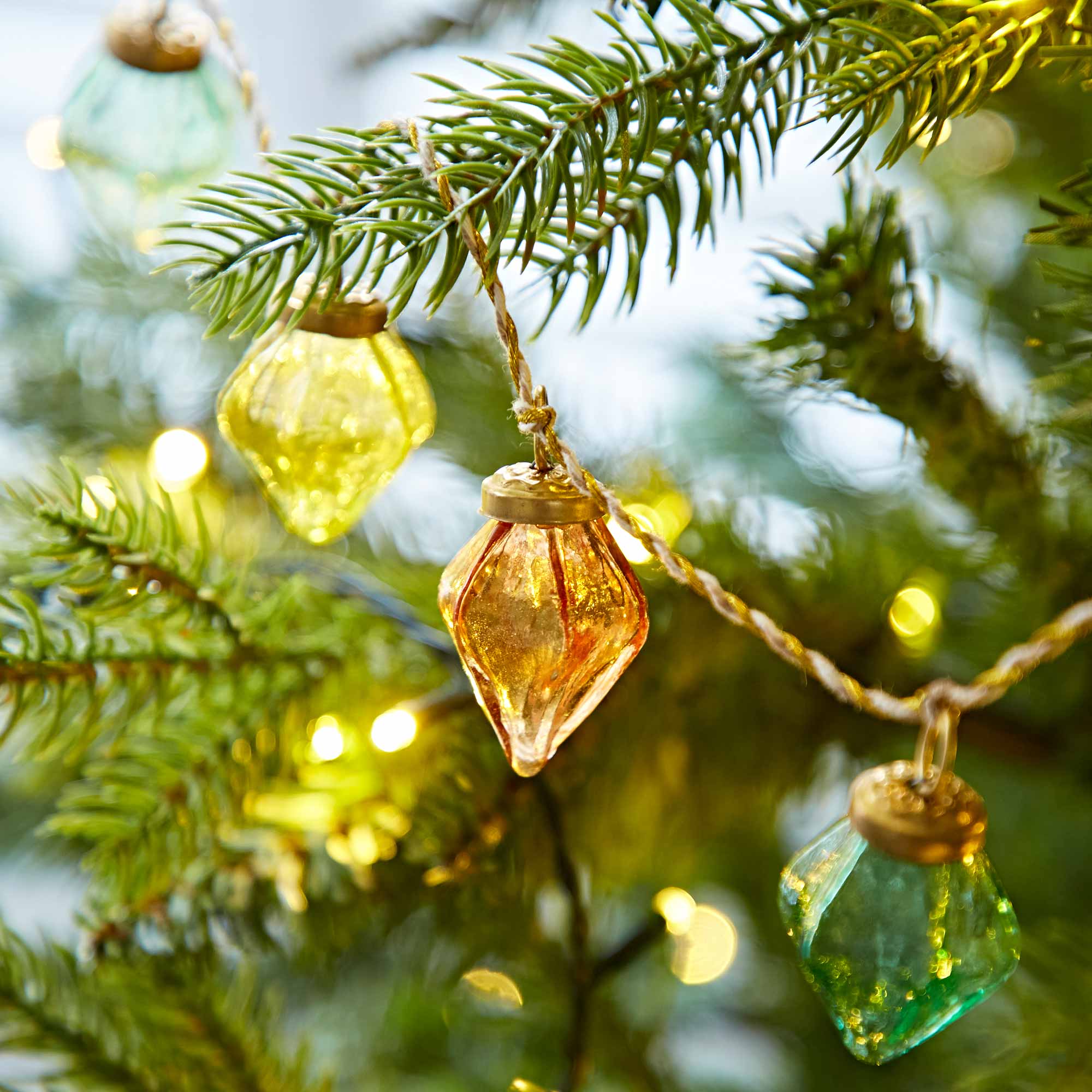 Mirai Pendent Coloured Recycled Glass Bauble Garland