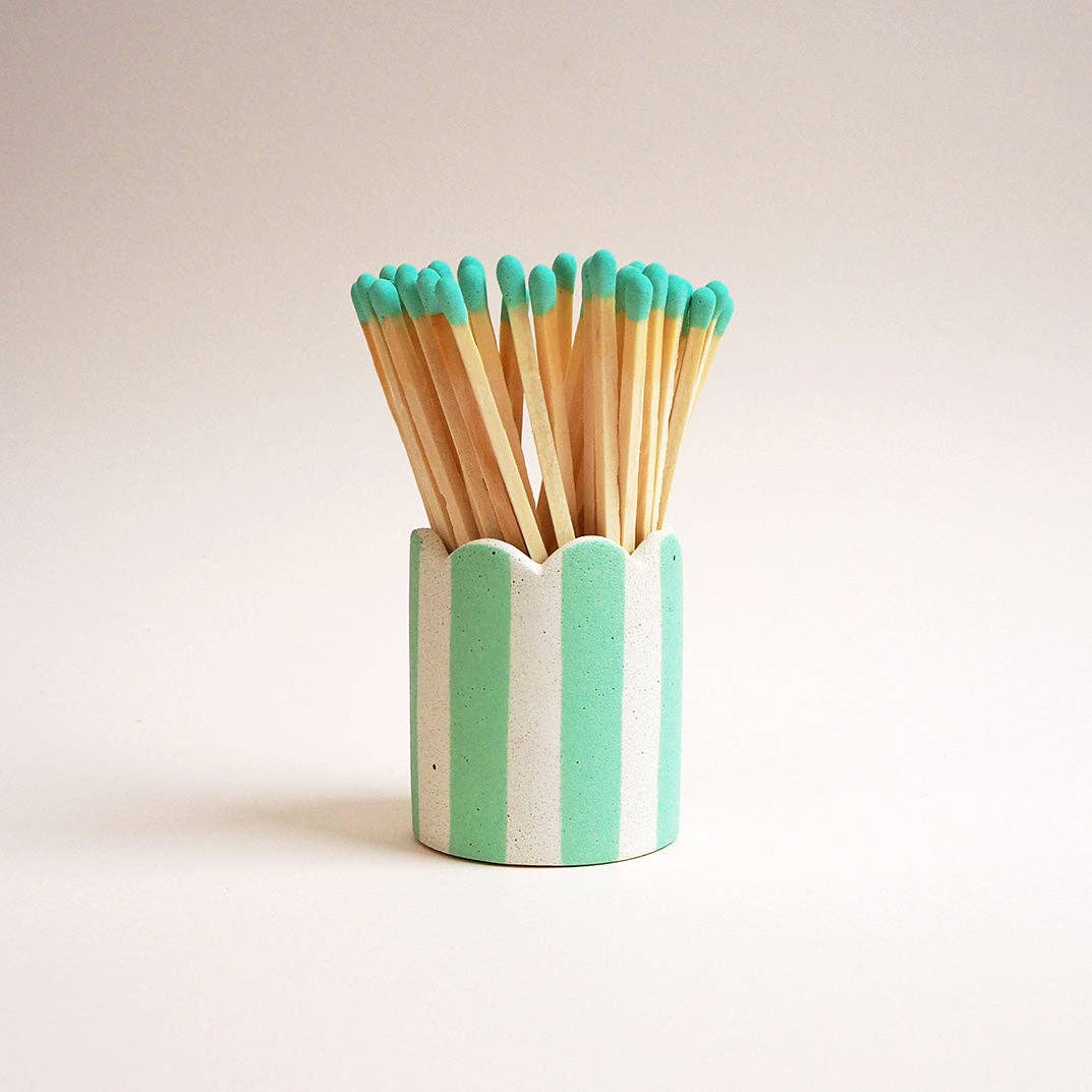 Stripy Match Stick Holders - Choose Your Colours: Light Pink / Mint Stripe