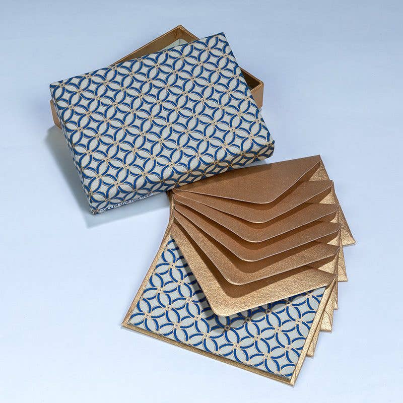 Blue Trellis Note Card with Handmade Keepsake Box