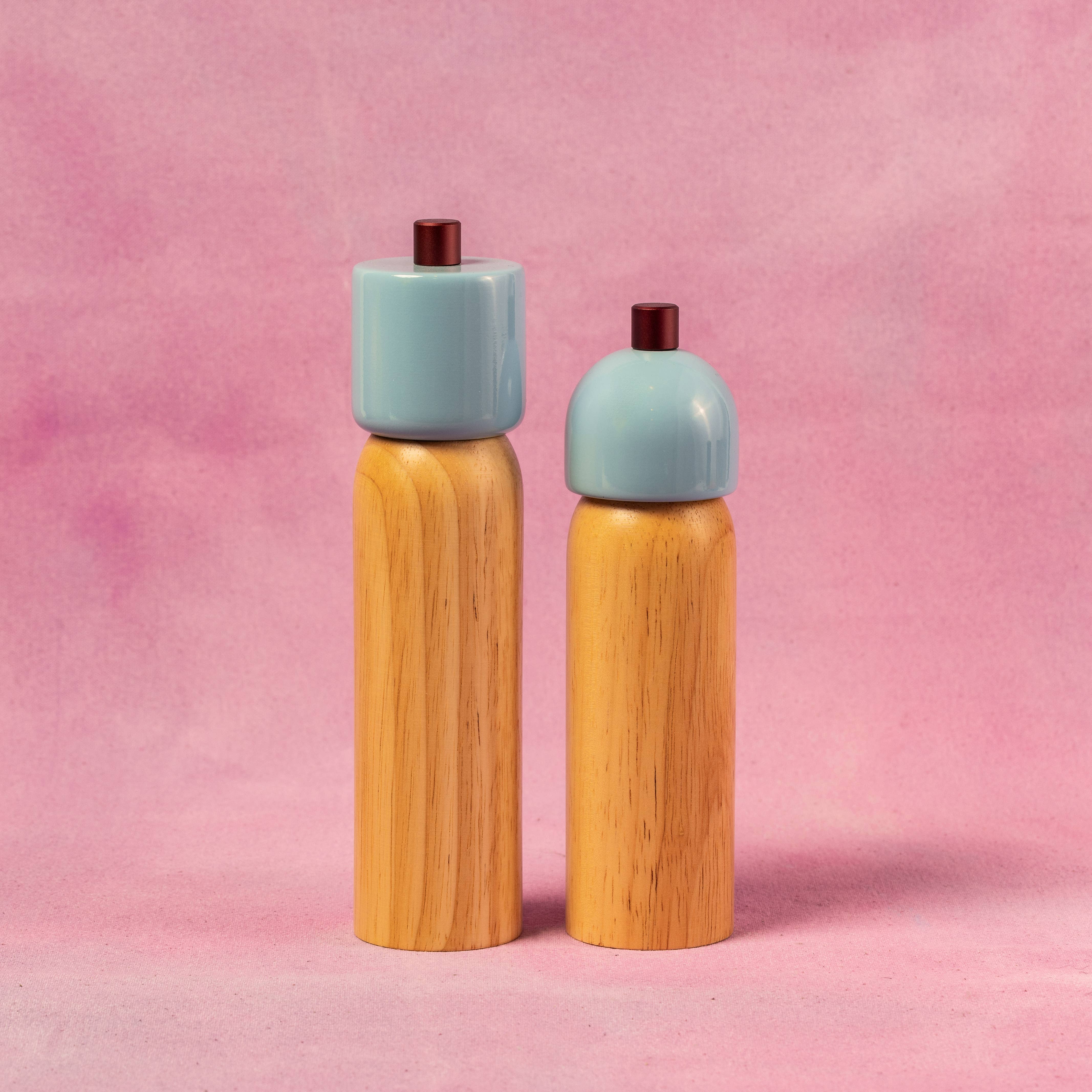 New! Salt & Pepper Grinder - Light Blue & Burgundy: Large