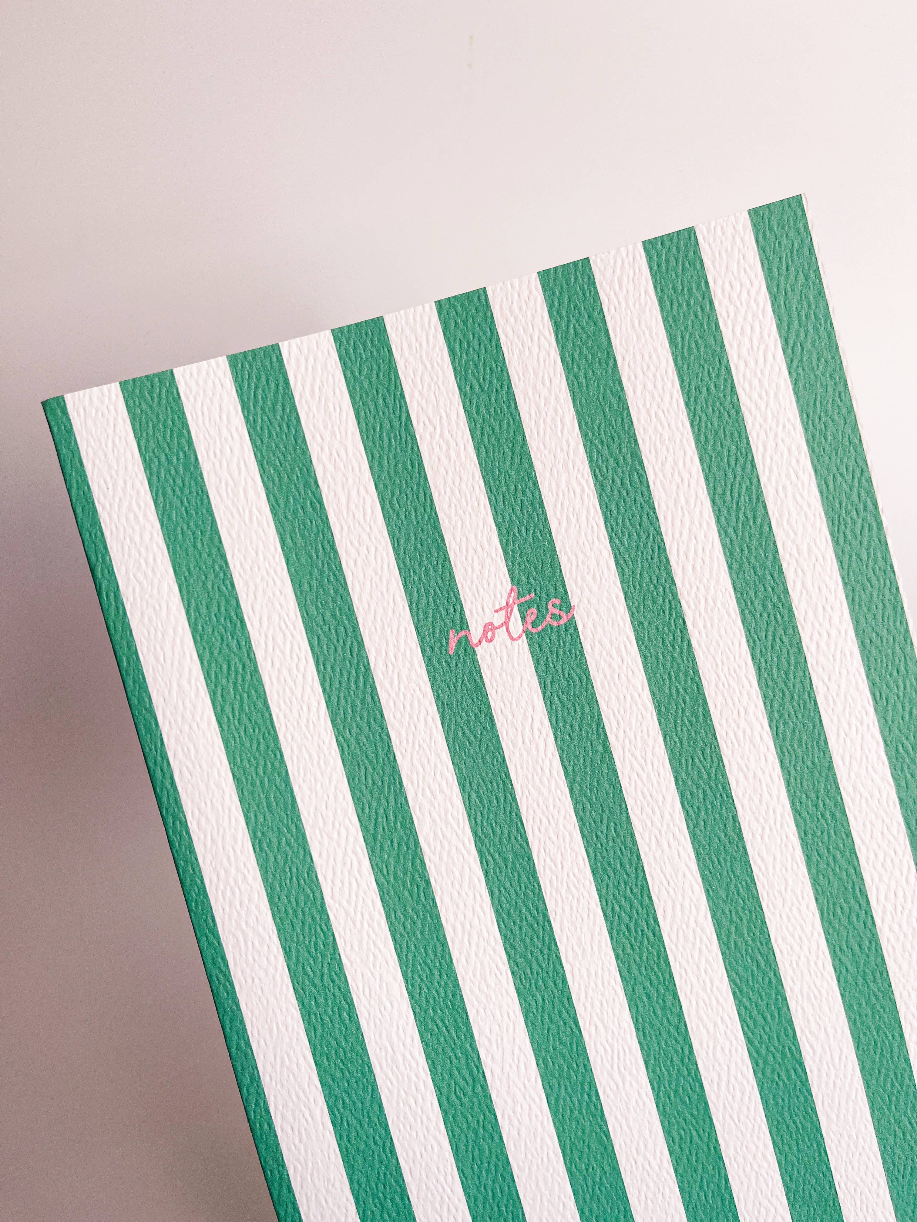 Striped Notebook with Contrast Color: Green / A6