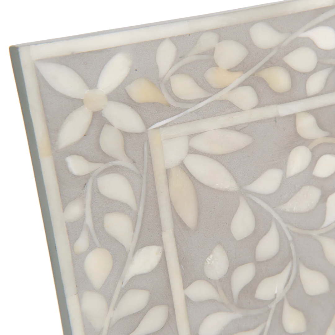 Arch Topped Light Grey Bone Inlay Mirror
