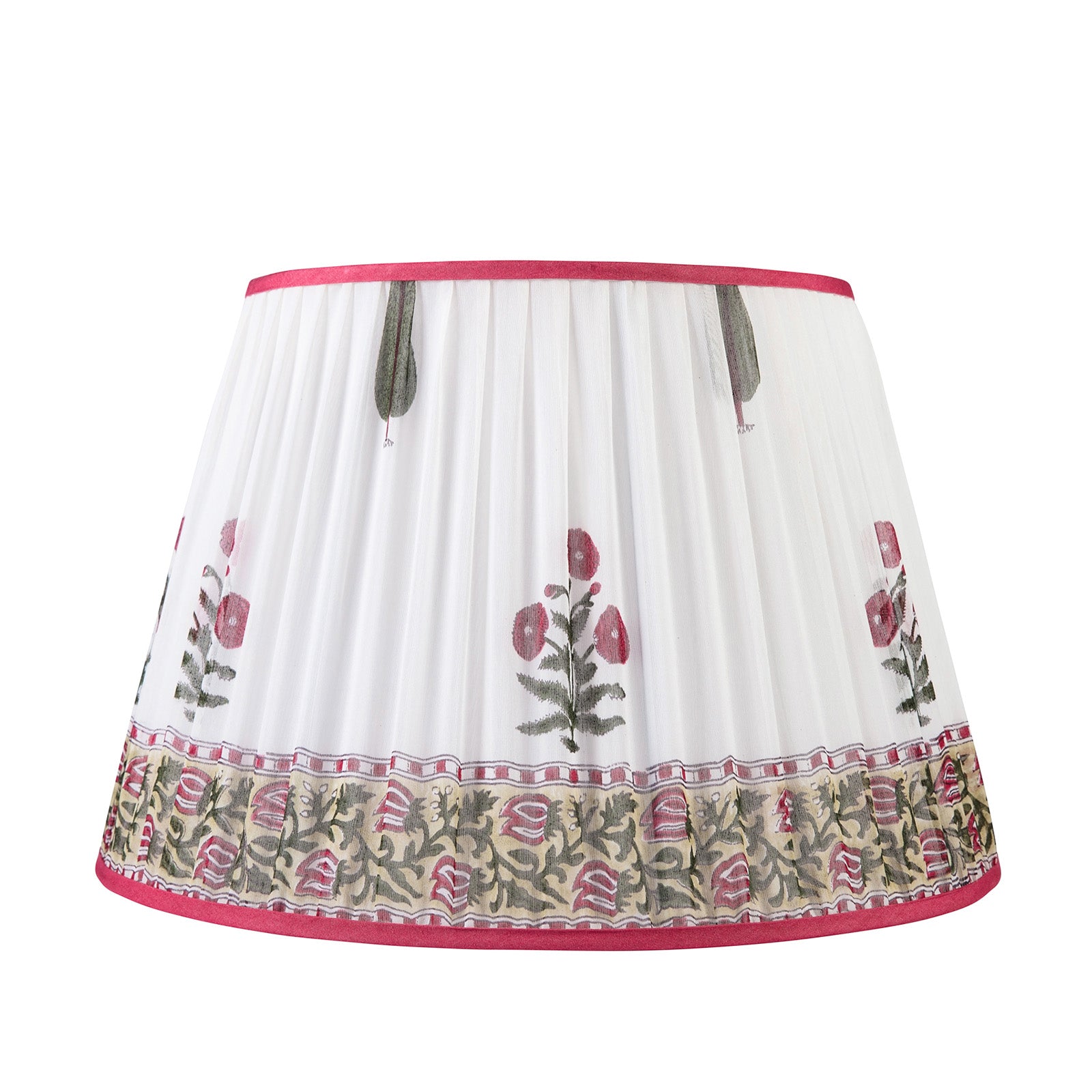 Artisan Sari 18" Gathered Lampshade - Poppy with Trim