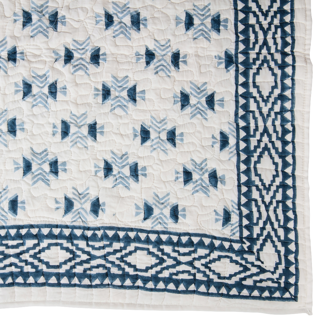 Atlas | Blue Geometric Bedspread