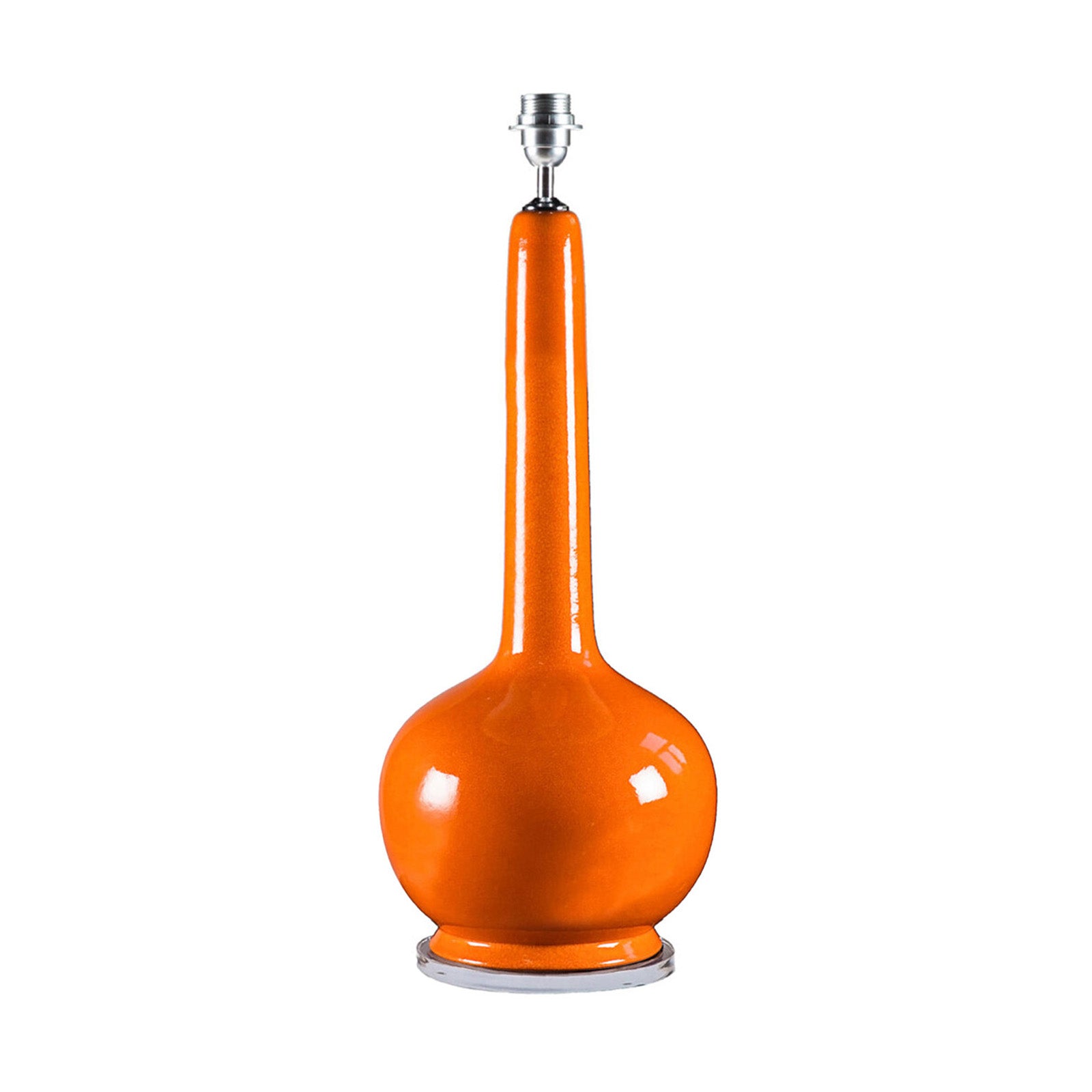 Orange ceramic lamp with a white background