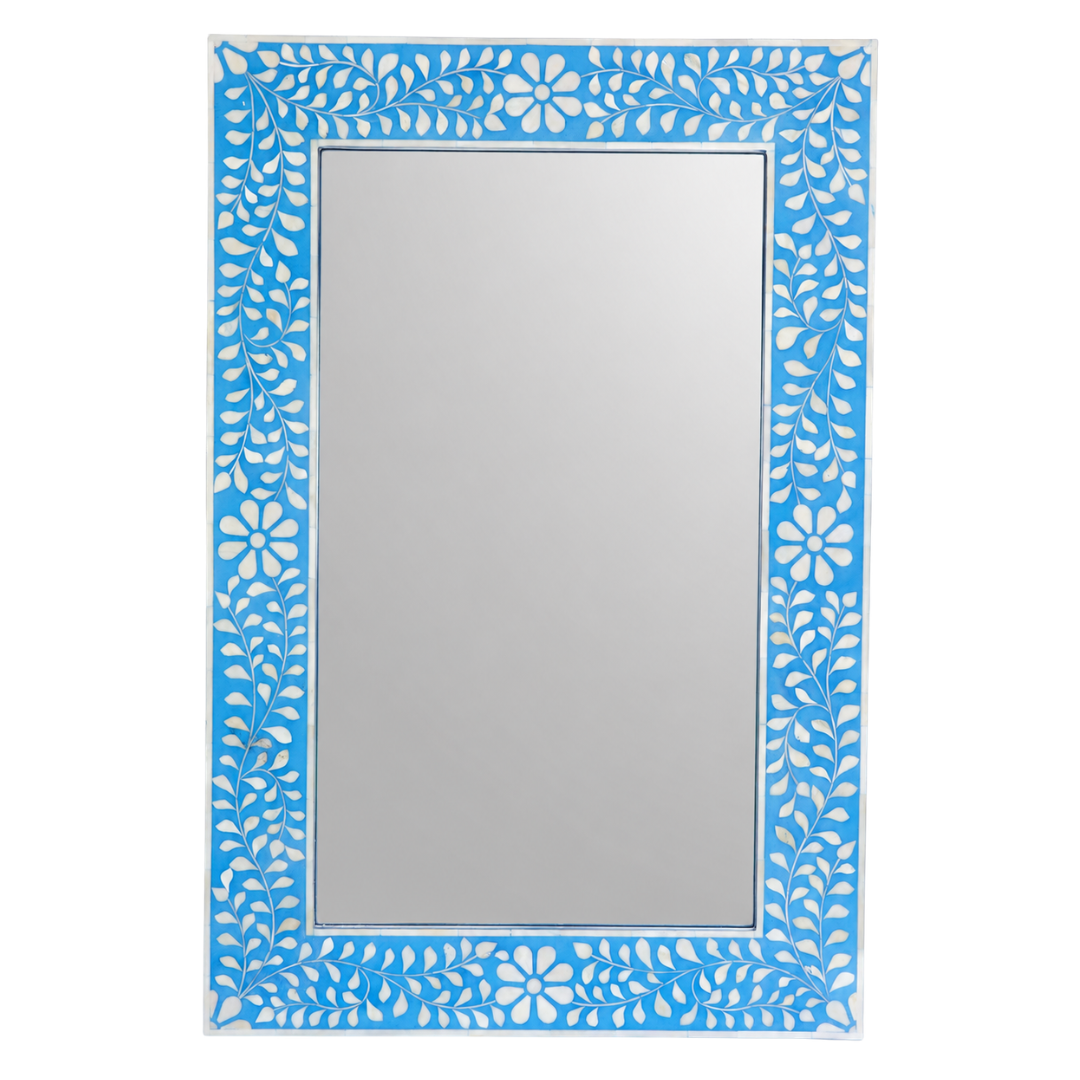 Blue Bone Inlay Large Rectangular Mirror