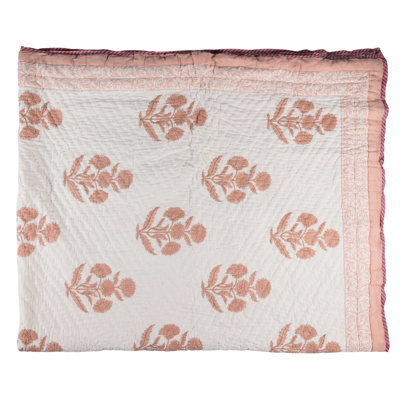 Blush Thistle Bloom - Queen Quilted Bedspread