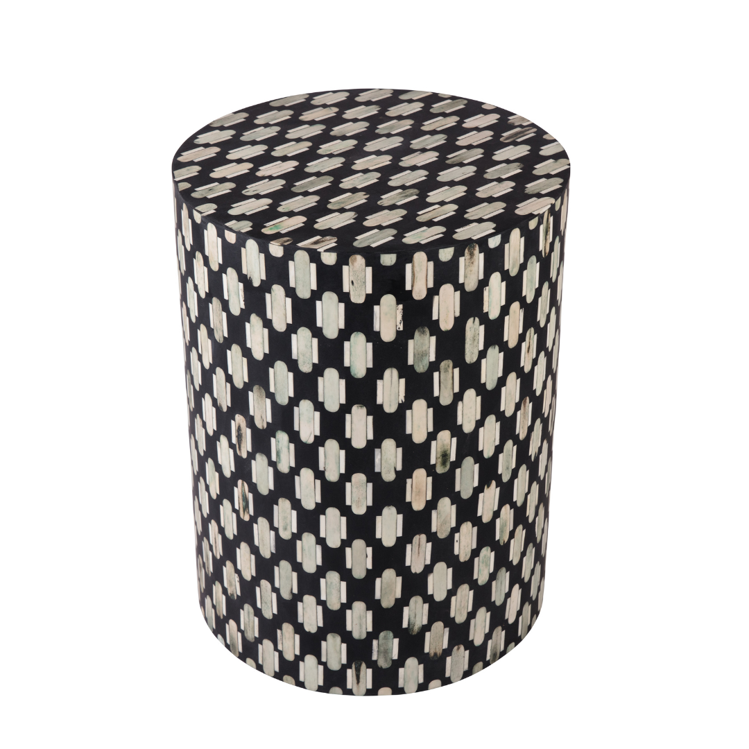 Bone Inlay Side Table – Geometric