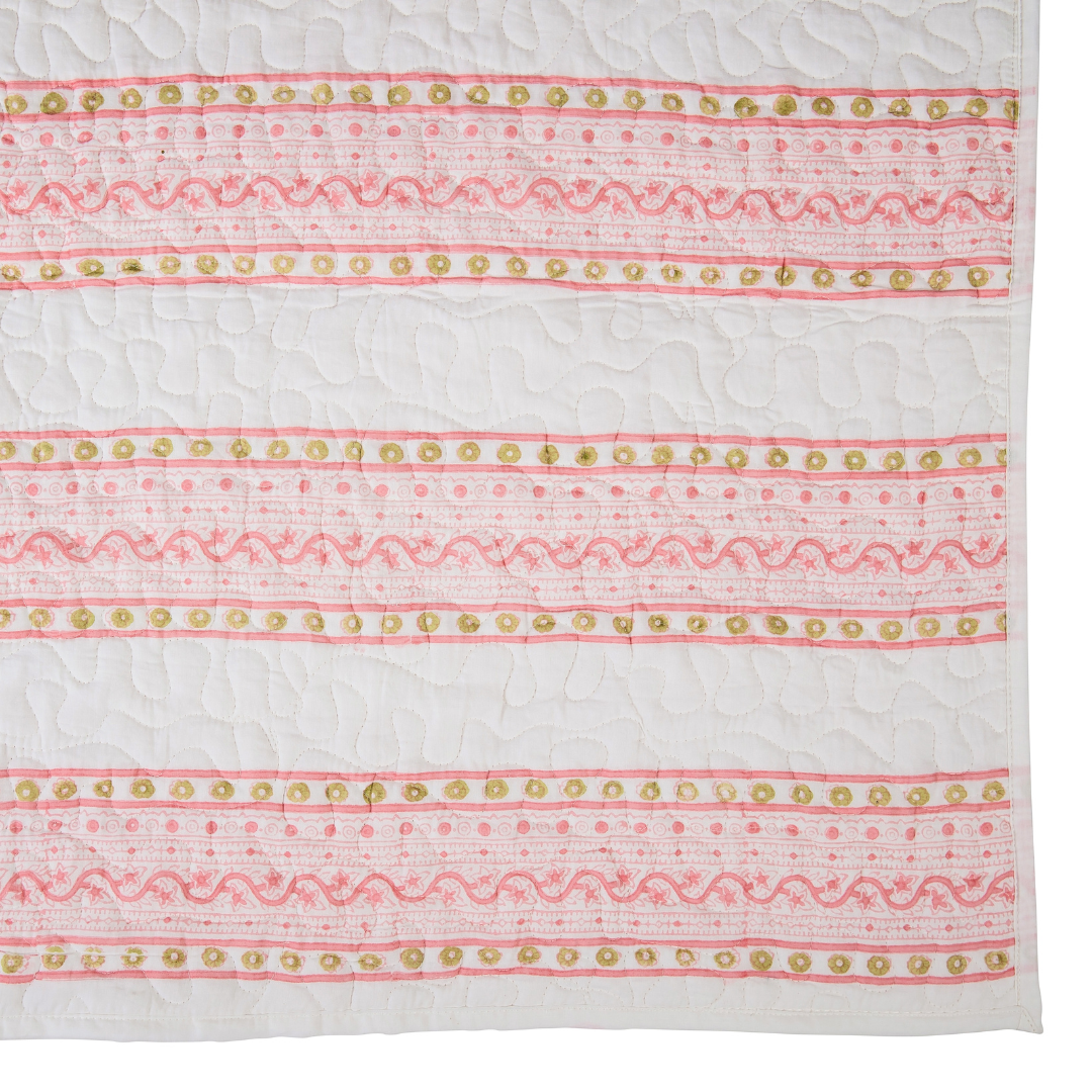 Coral | Pink Stripe Bedspread