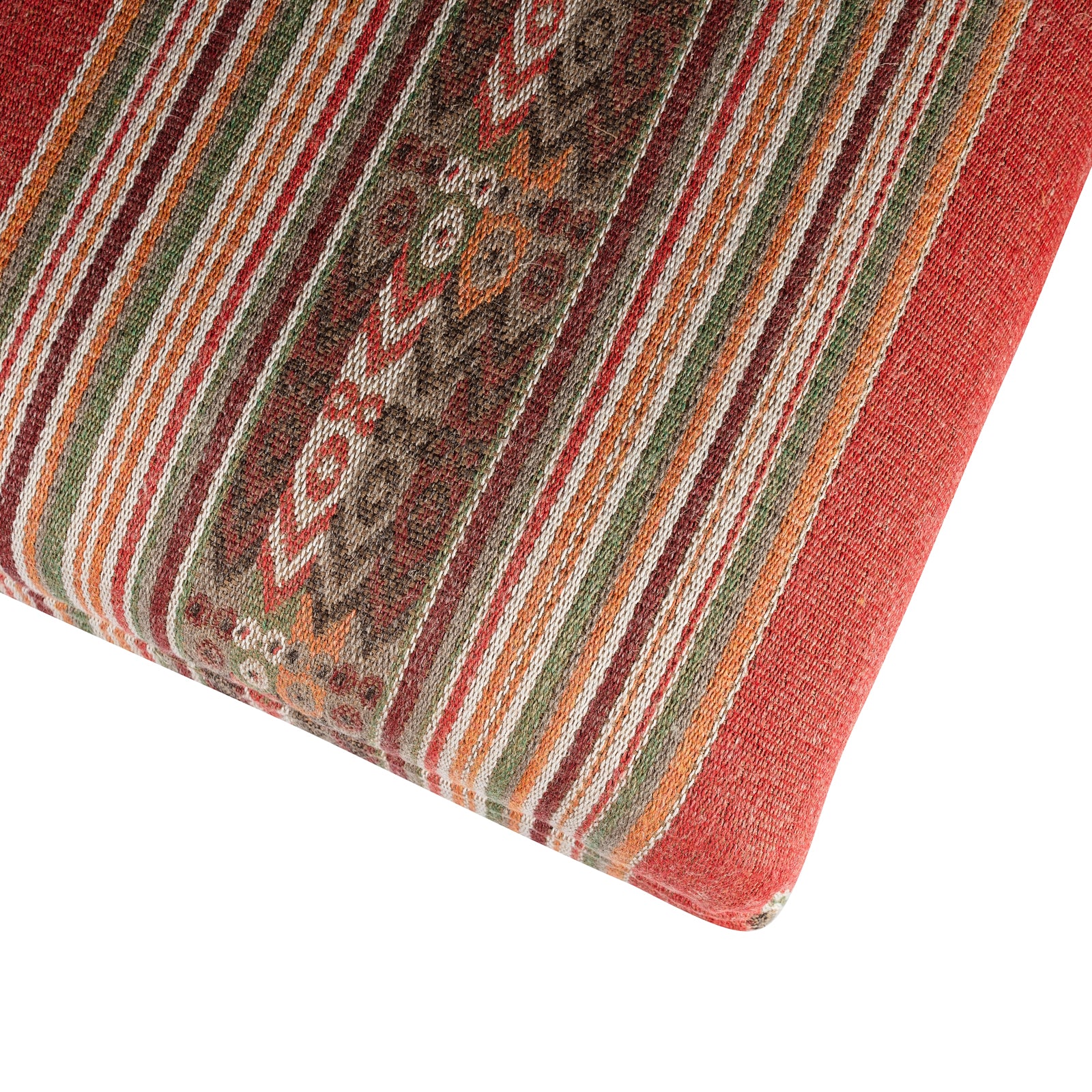 Coral & Sage Striped Footstool