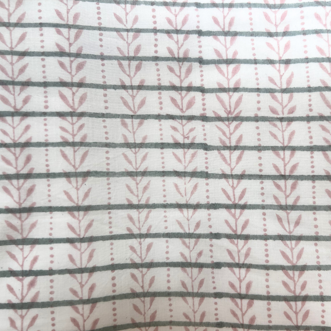 Dohar - Pink and Green Floral Stripe - Double