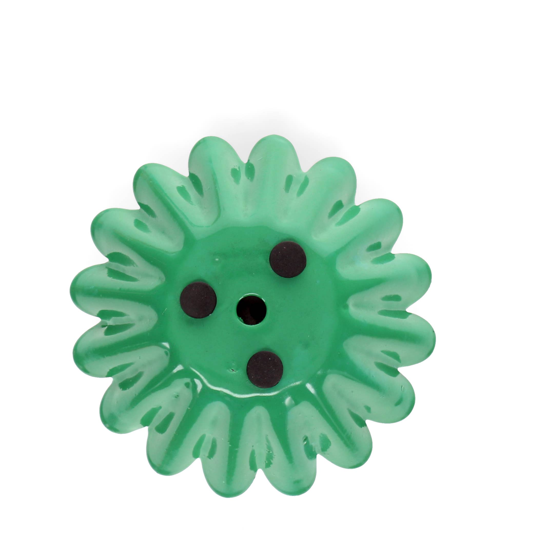 Enamel cupped flower candle holder - Dark green