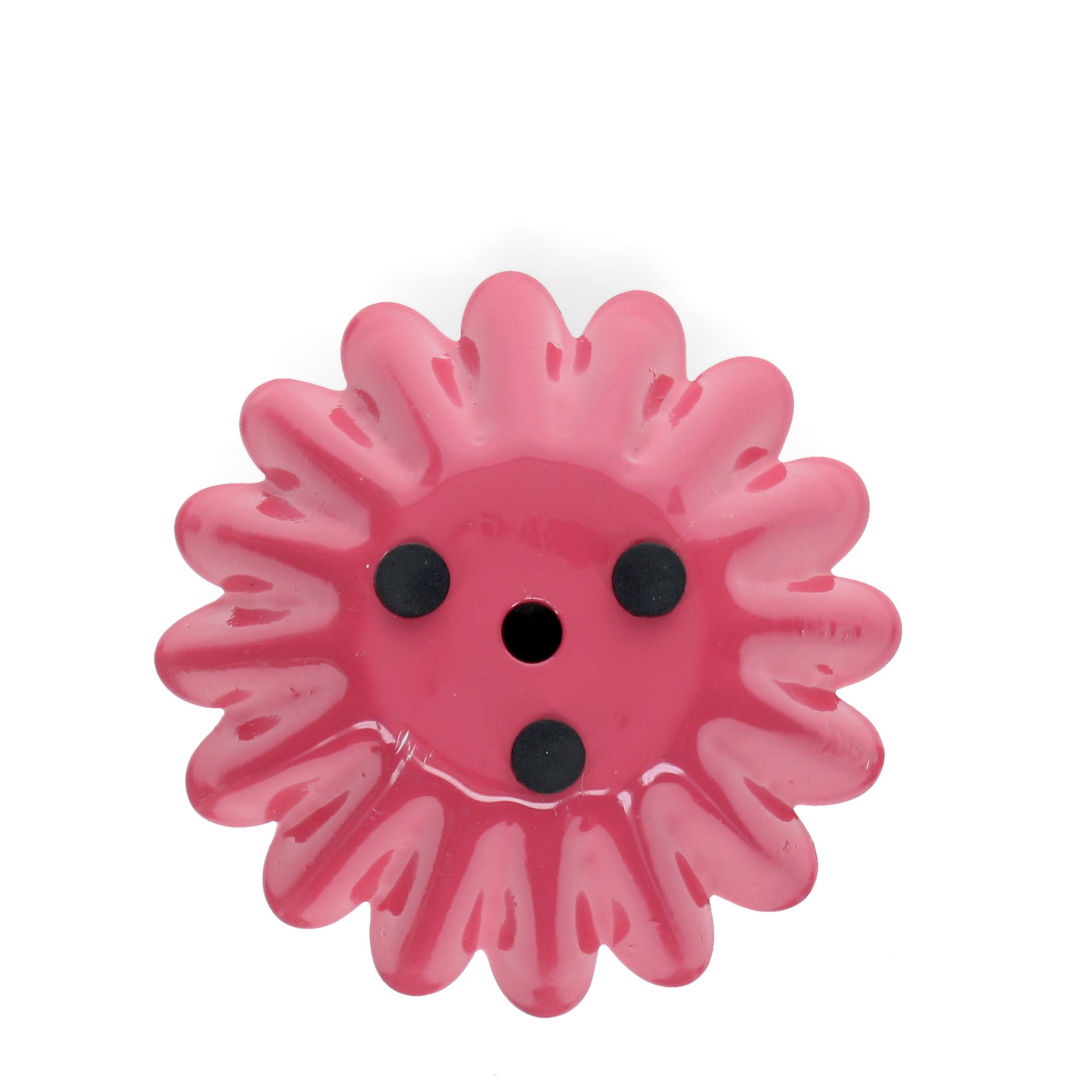 Enamel cupped flower candle holder - Vibrant pink