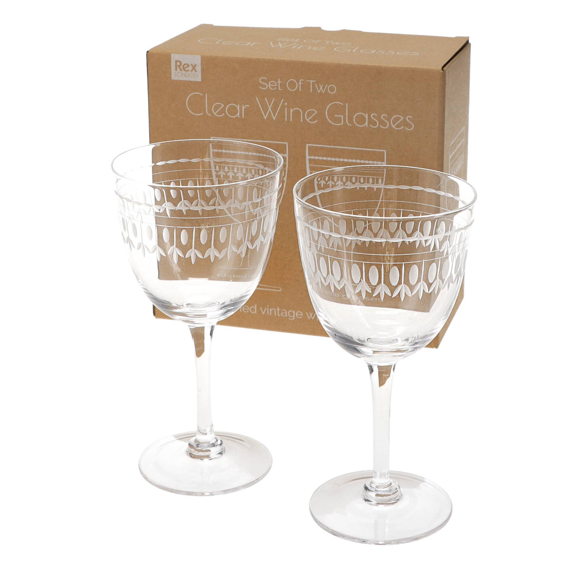 Etched Wine Glasses | Set of Two