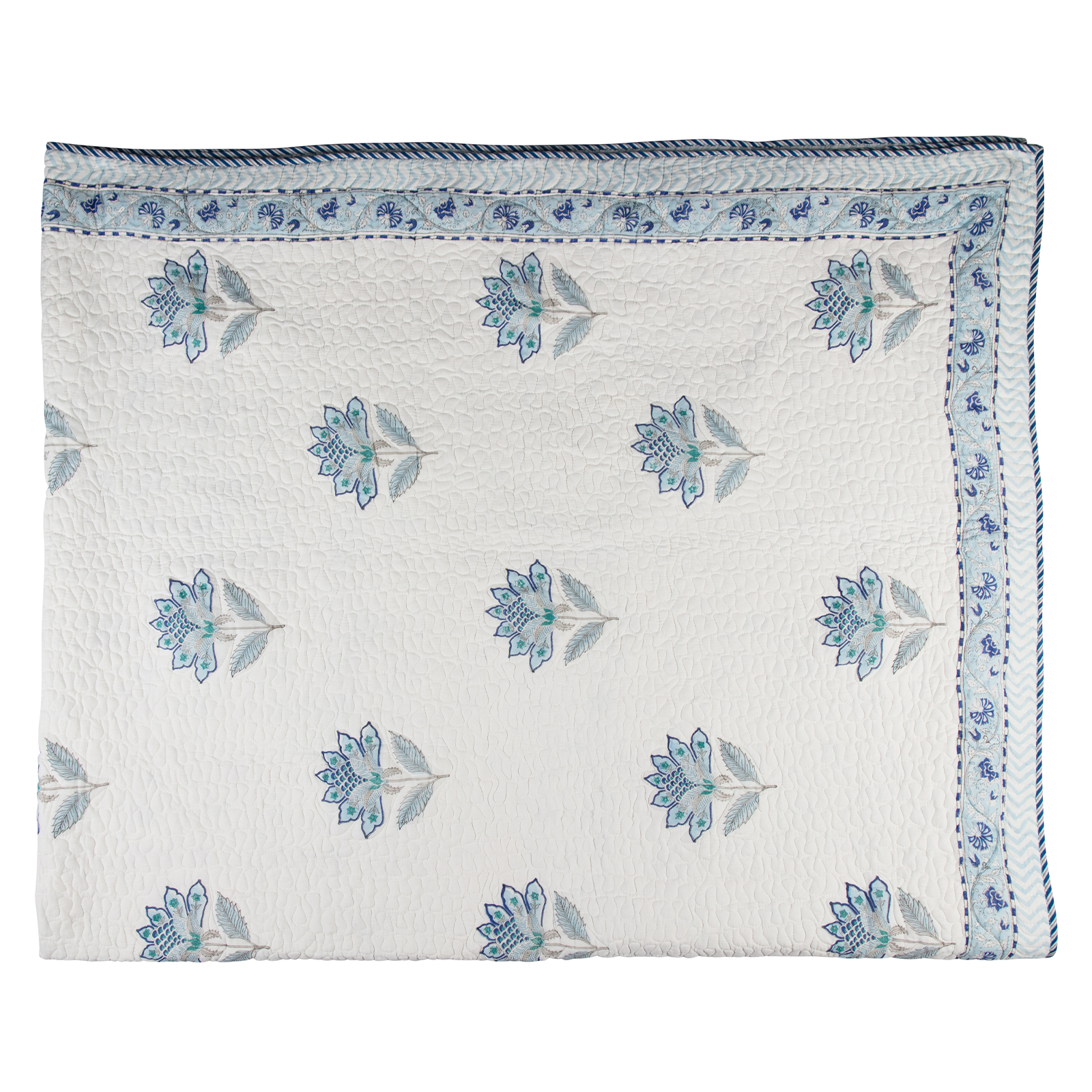 Floral Trellis - King Quilted Bedspread with x2 Pillowcases