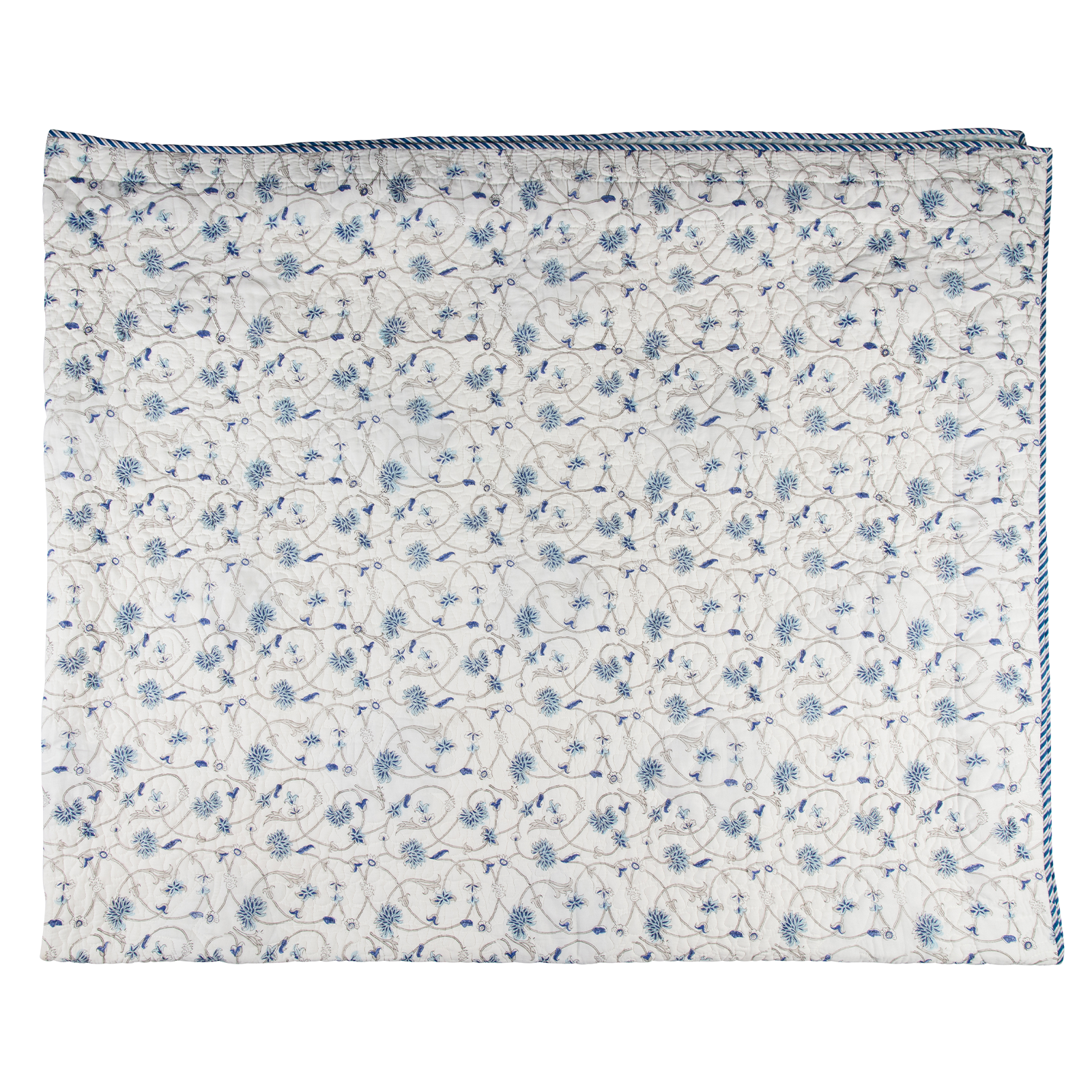 Floral Trellis - King Quilted Bedspread with x2 Pillowcases