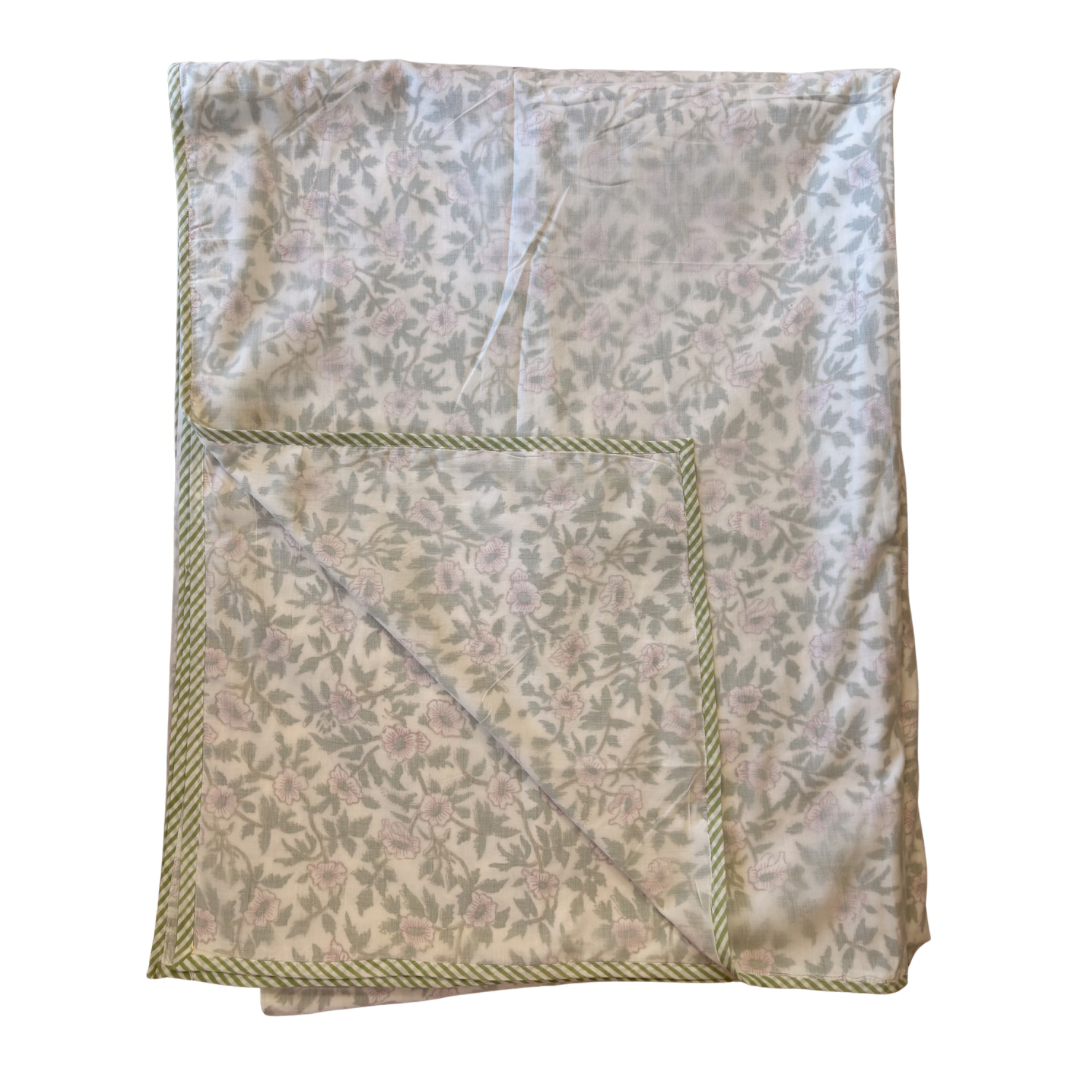 NEW IN | Dohar - Pink Flowers Green Leaves - Double