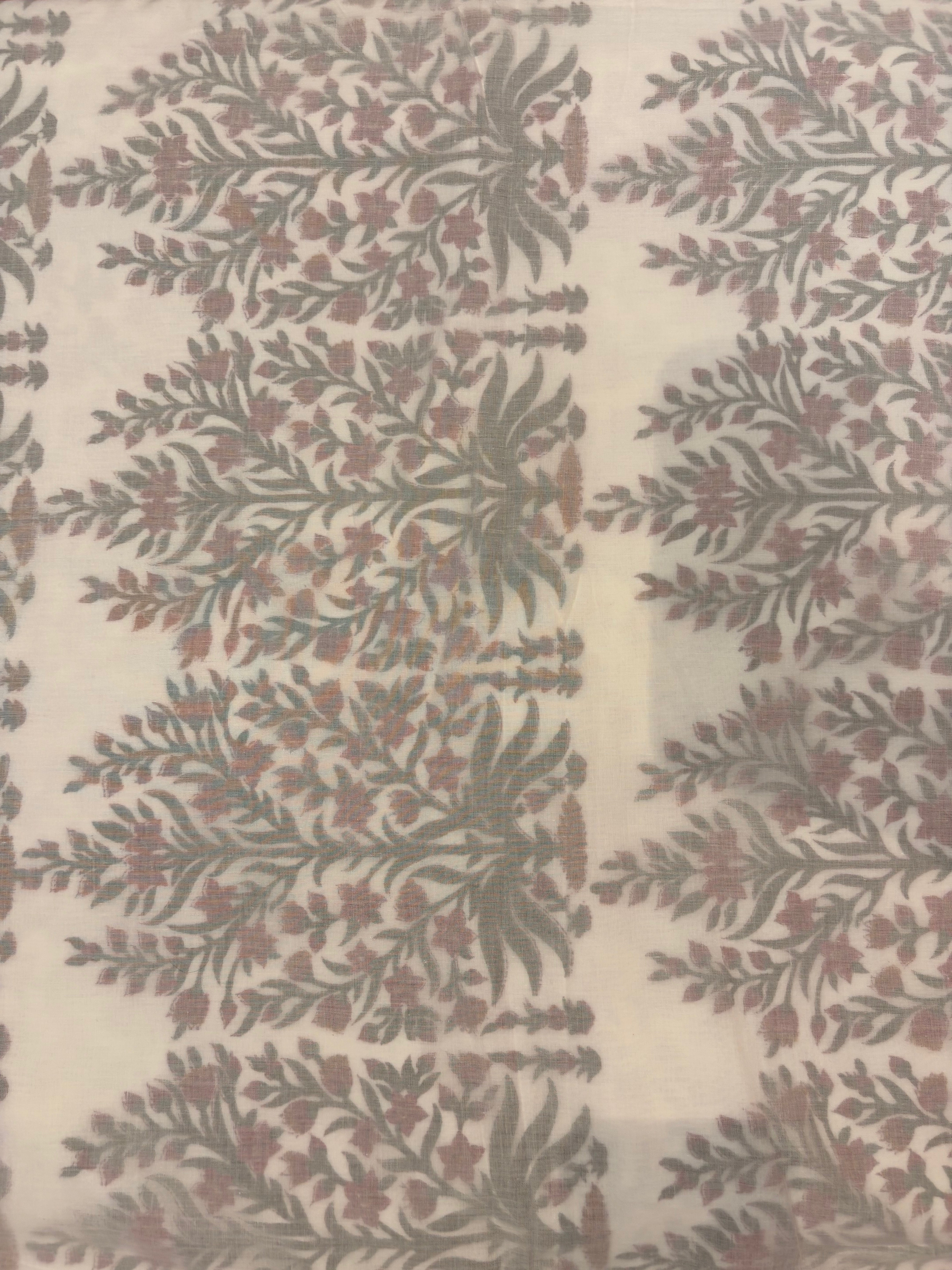 NEW IN | Raspberry and Green Flower Bush with Port Stripe Border - King / Super King Dohar