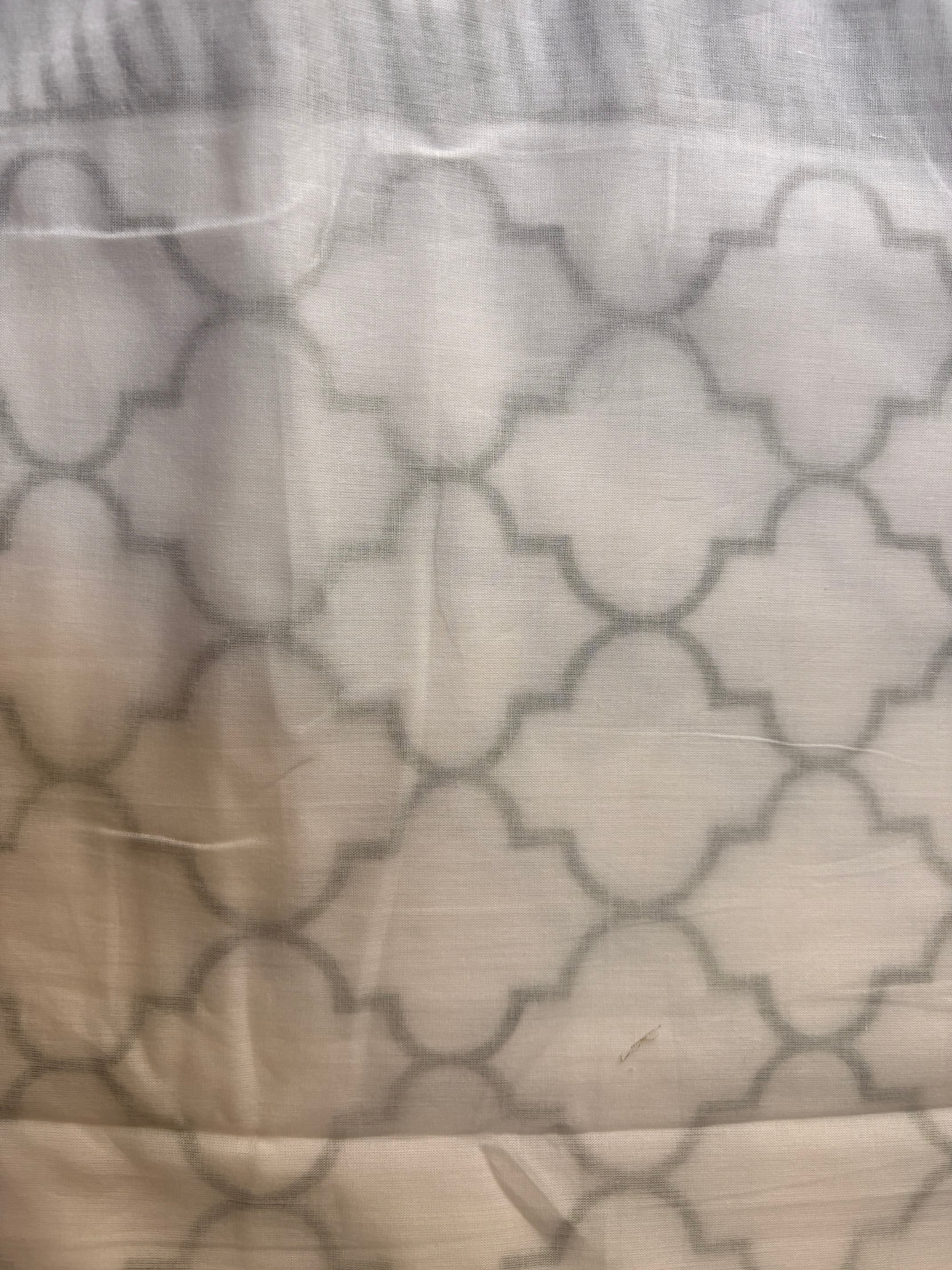 NEW IN | Light Sage Trellis with Stripe Trim | Single Dohar