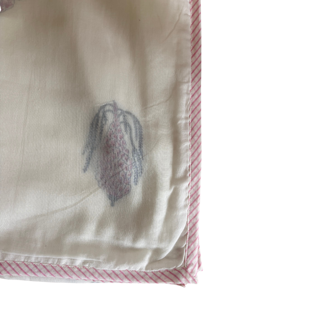 NEW IN | Raspberry Cone shape Flower with Baby Pink Stripe Trim | Single Dohar