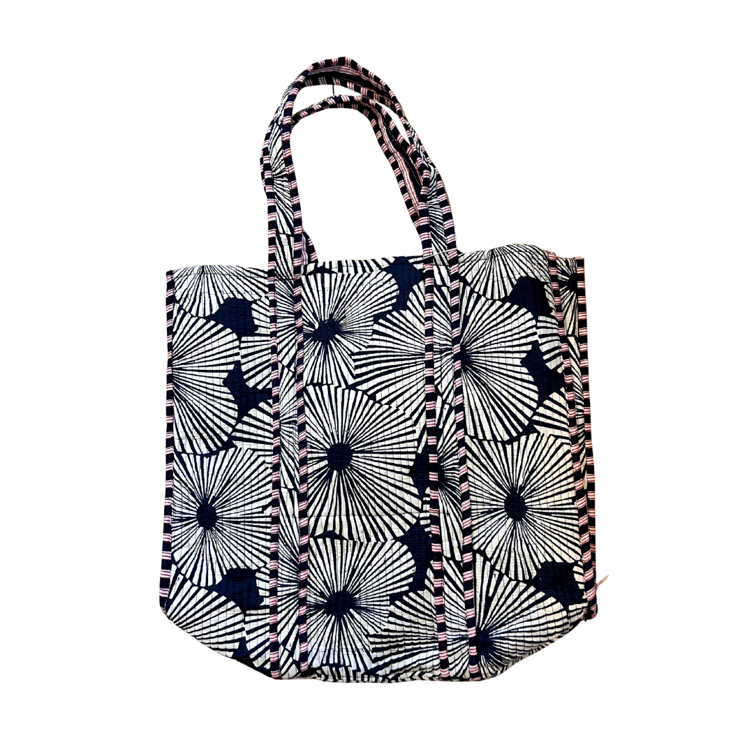 Kelling Home Cotton Tote Bag – Blue & White Flower Burst