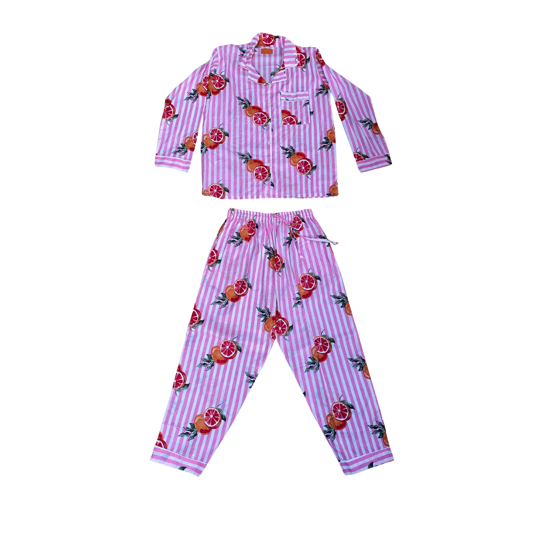 Kelling Home Cotton Pyjama Set – Pink Grapefruit Stripe