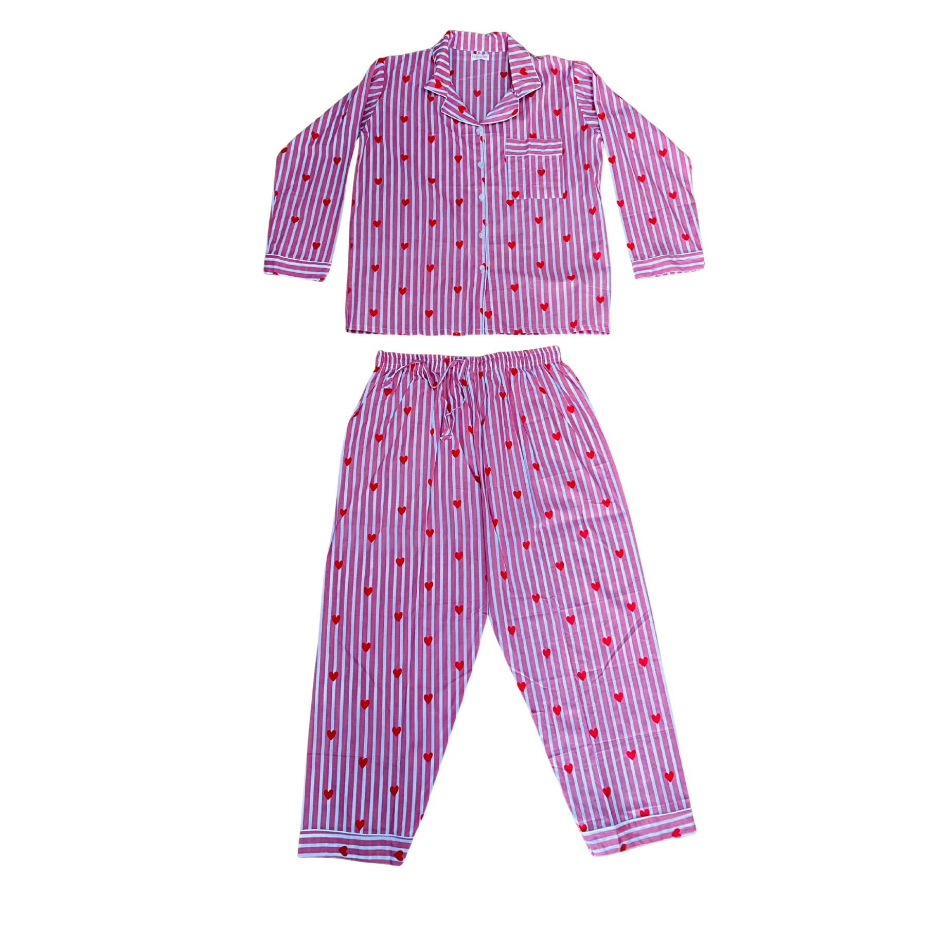 Kelling Home Cotton Pyjama Set – Pink Stripe and Hearts