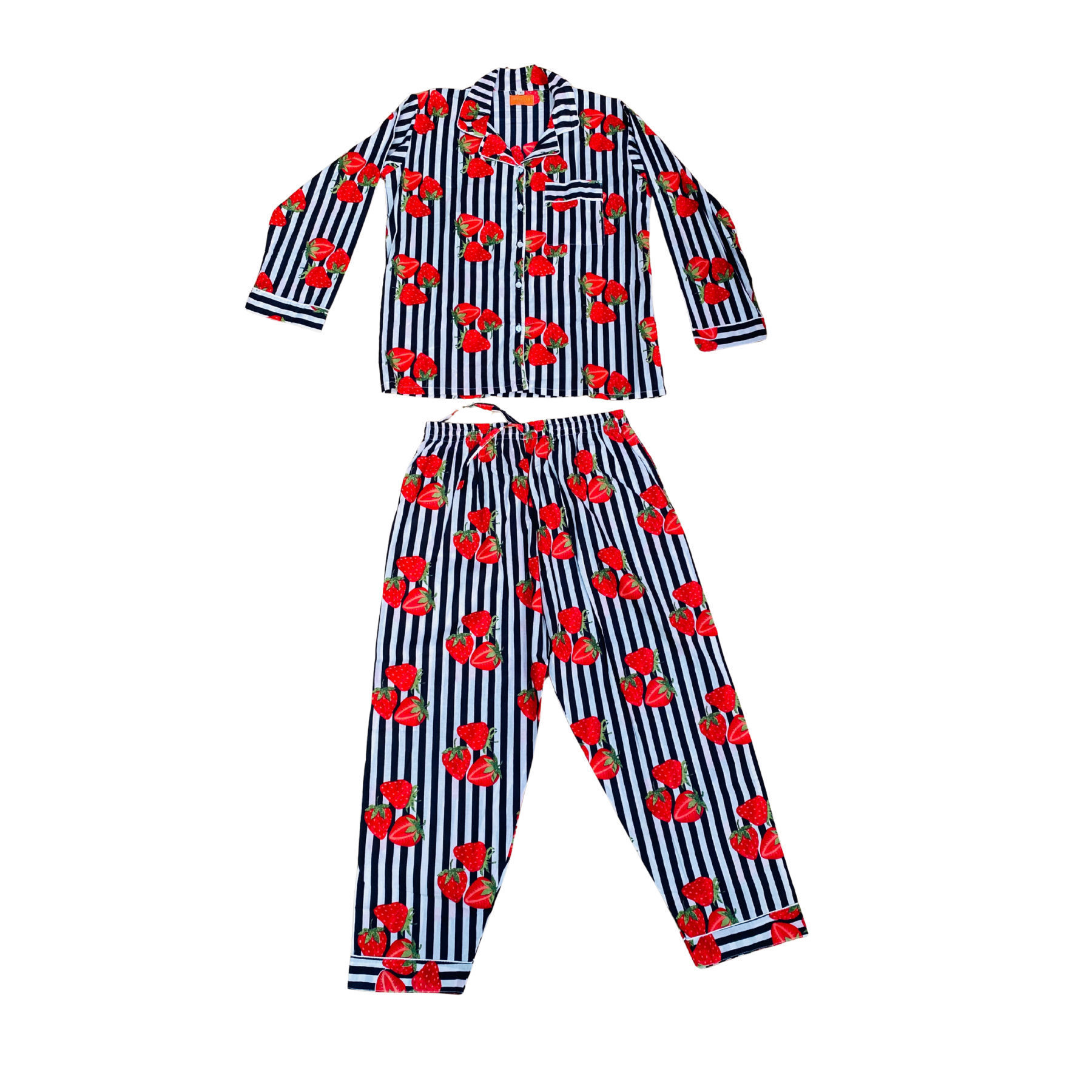 Kelling Home Cotton Pyjama Set – Strawberry Navy Stripe