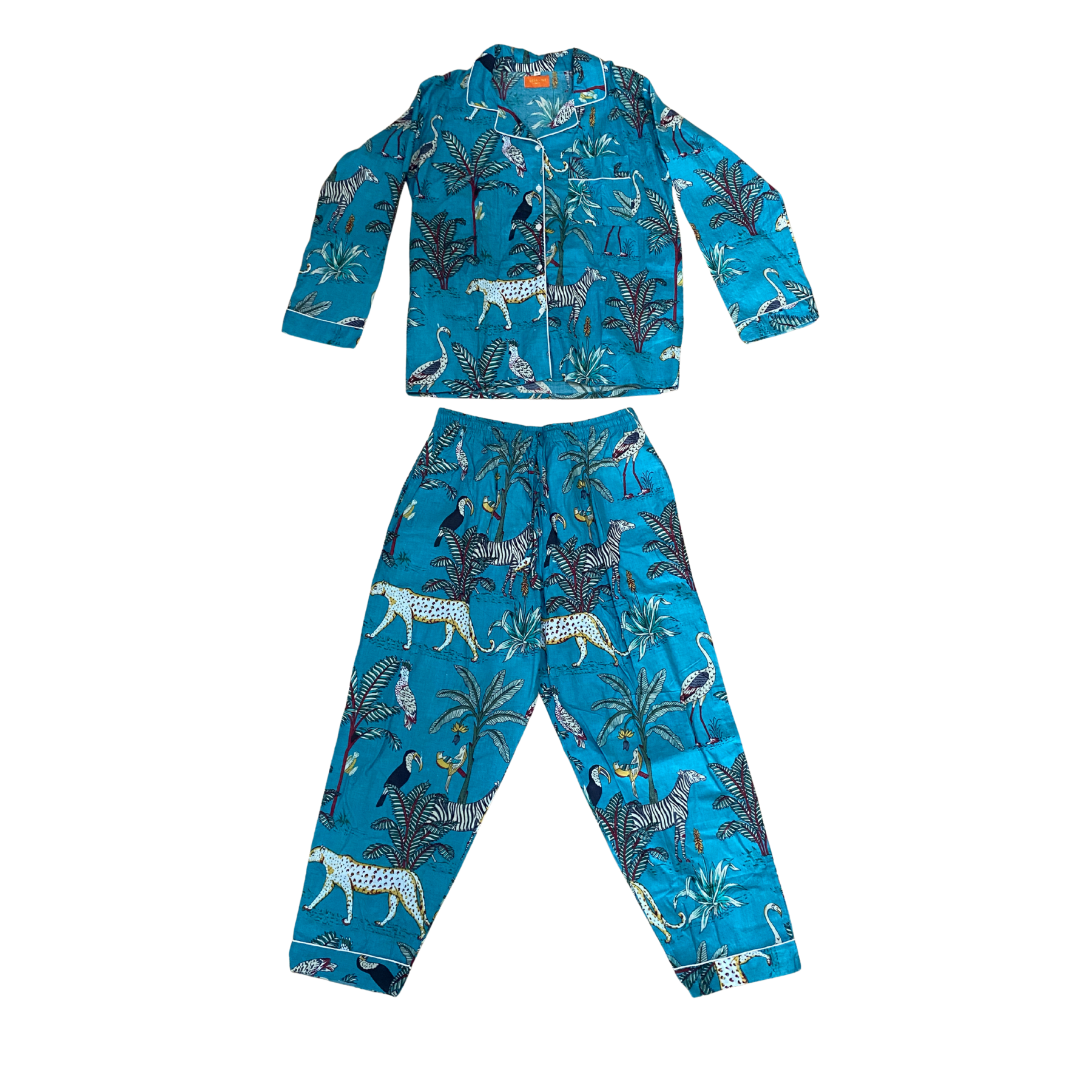 Kelling Home Cotton Pyjama Set – Teal Animal Print