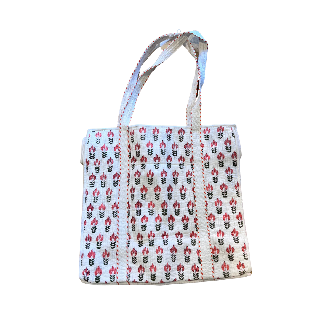 Kelling Home Quilted Cotton Bag with Zip – Red Floral