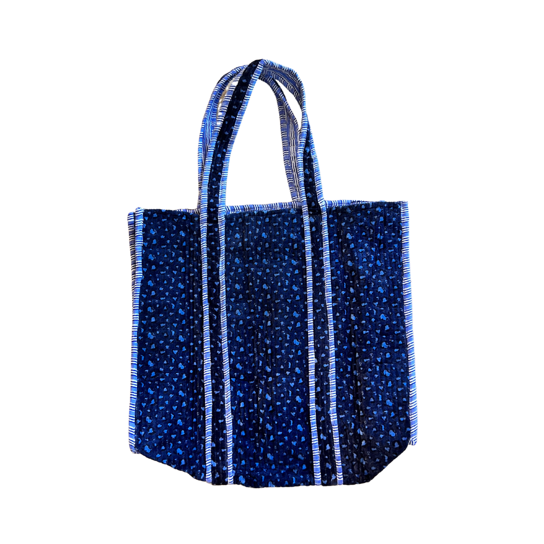 Kelling Home Velvet Tote Bag – Blue Leopard