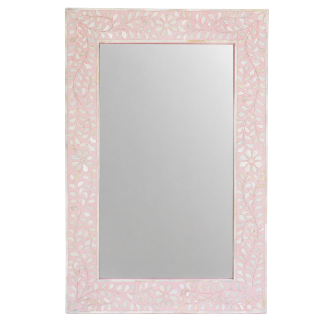 Pink Bone Inlay Large Rectangular Mirror