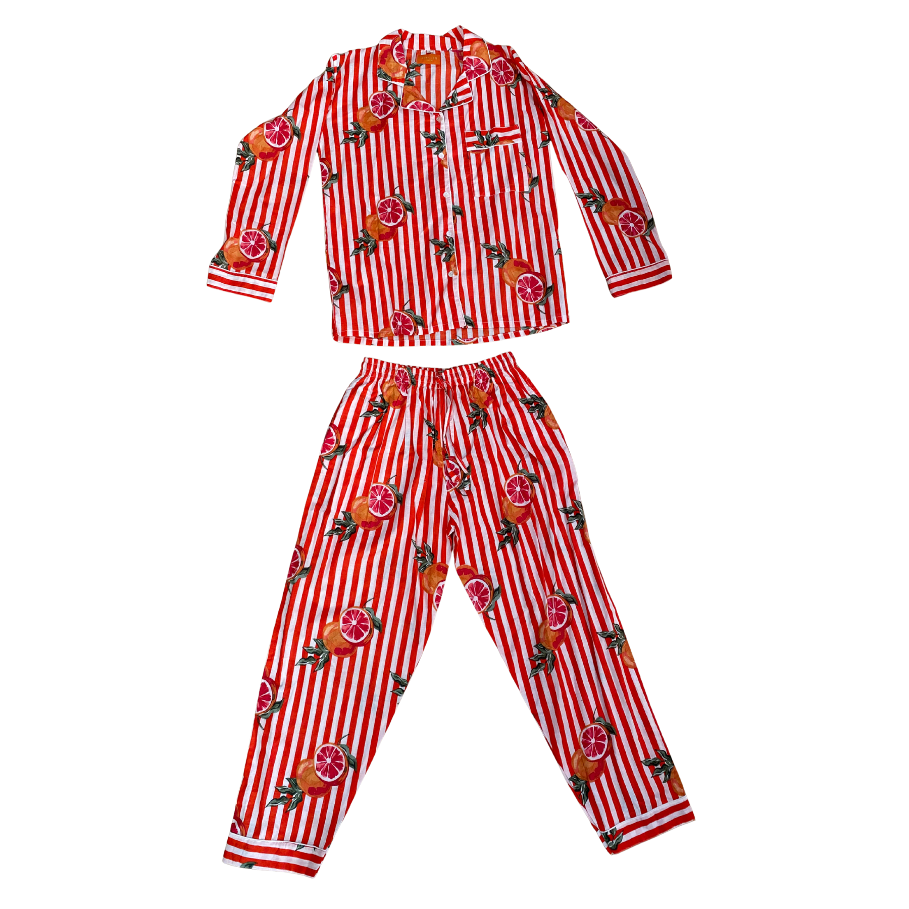 Kelling Home Cotton Pyjama Set – Red Grapefruit Stripe