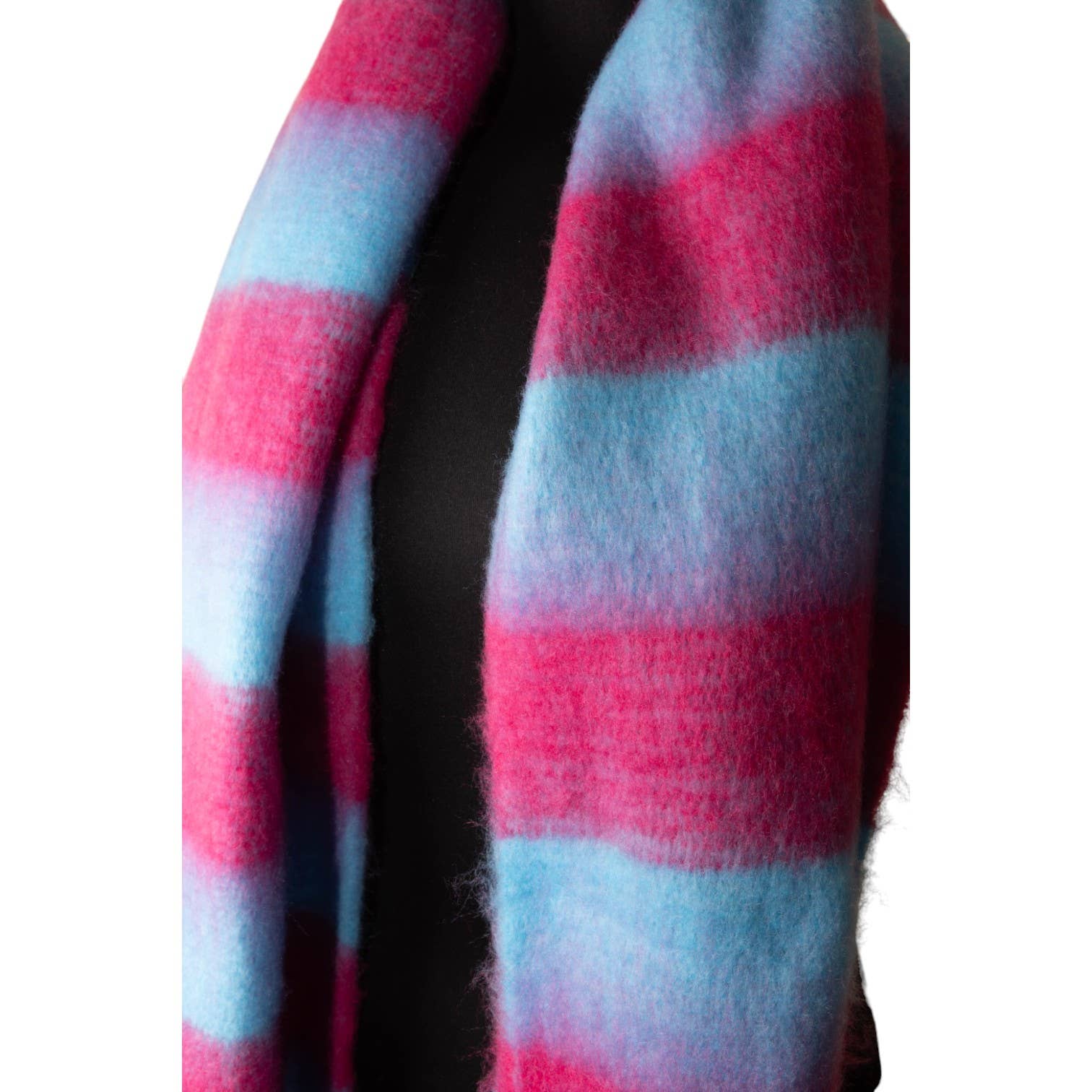 Pink & Blue Striped Chunky Winter Scarf