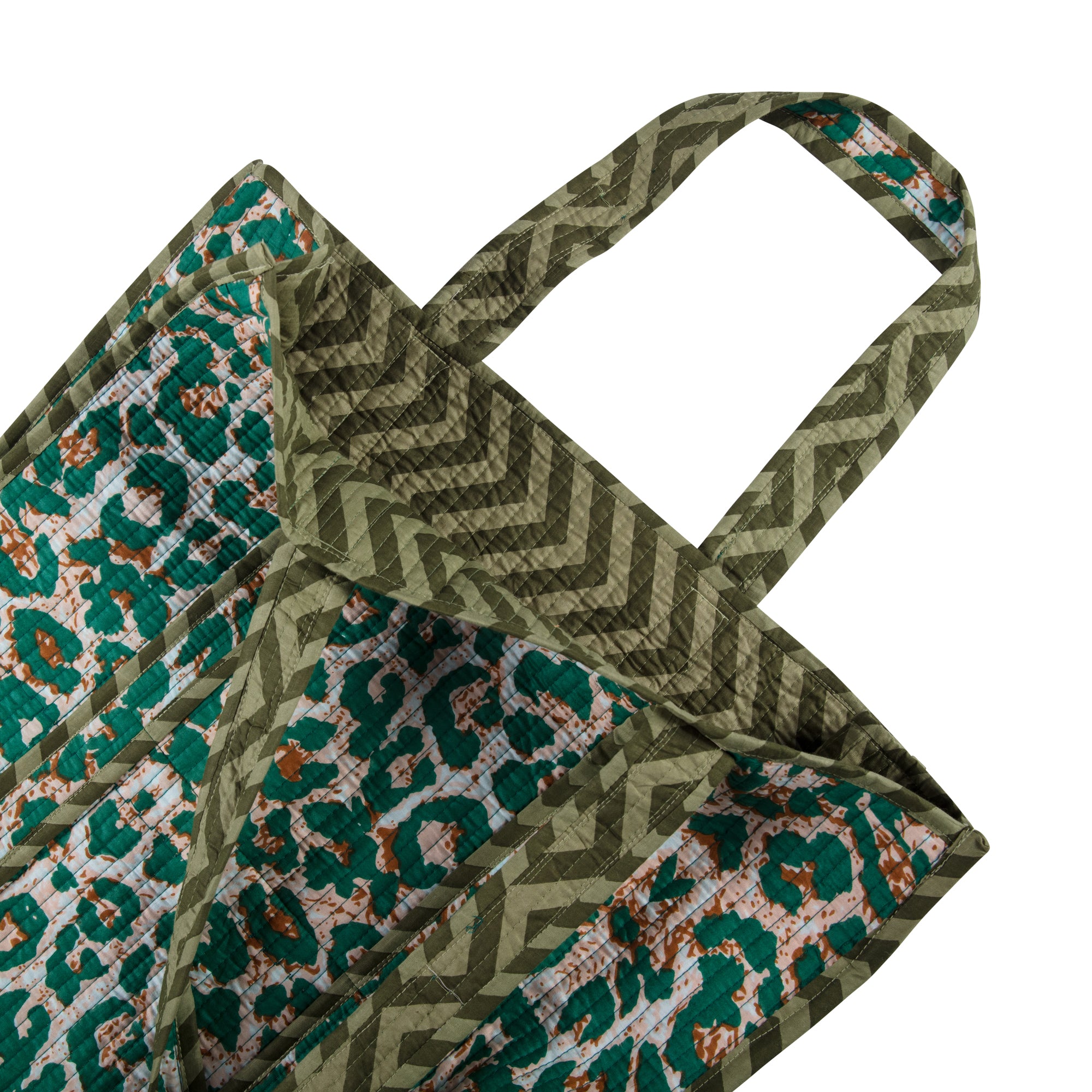 Quilted Bag - Green Poppy
