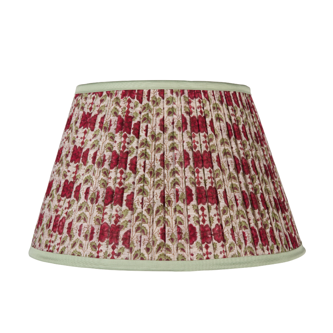Red & Sage Lampshade with Sage Trim