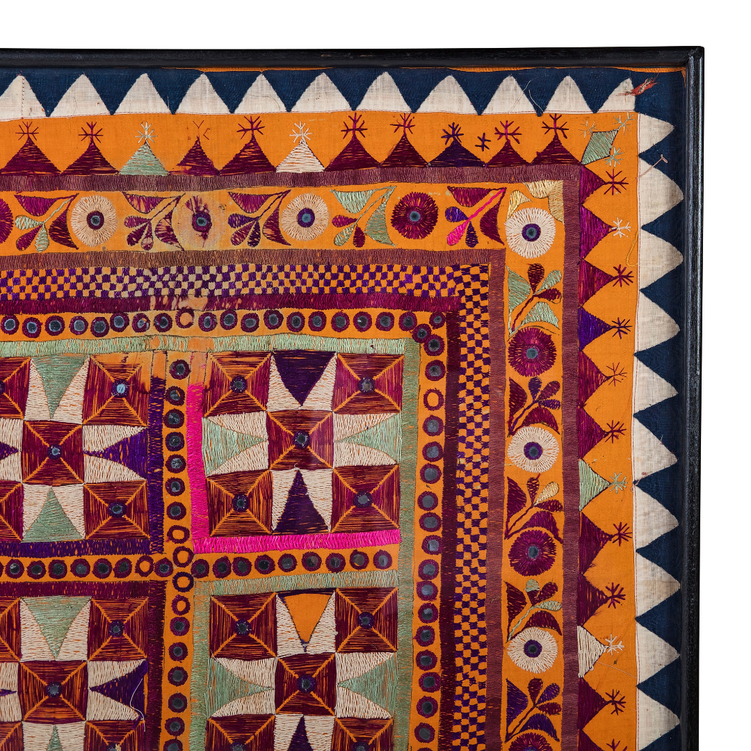 Saffron | Antique Indian Framed Textile