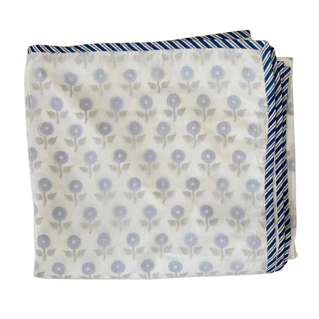 Stemmed Blue Daisies Cotton Dohar - Single